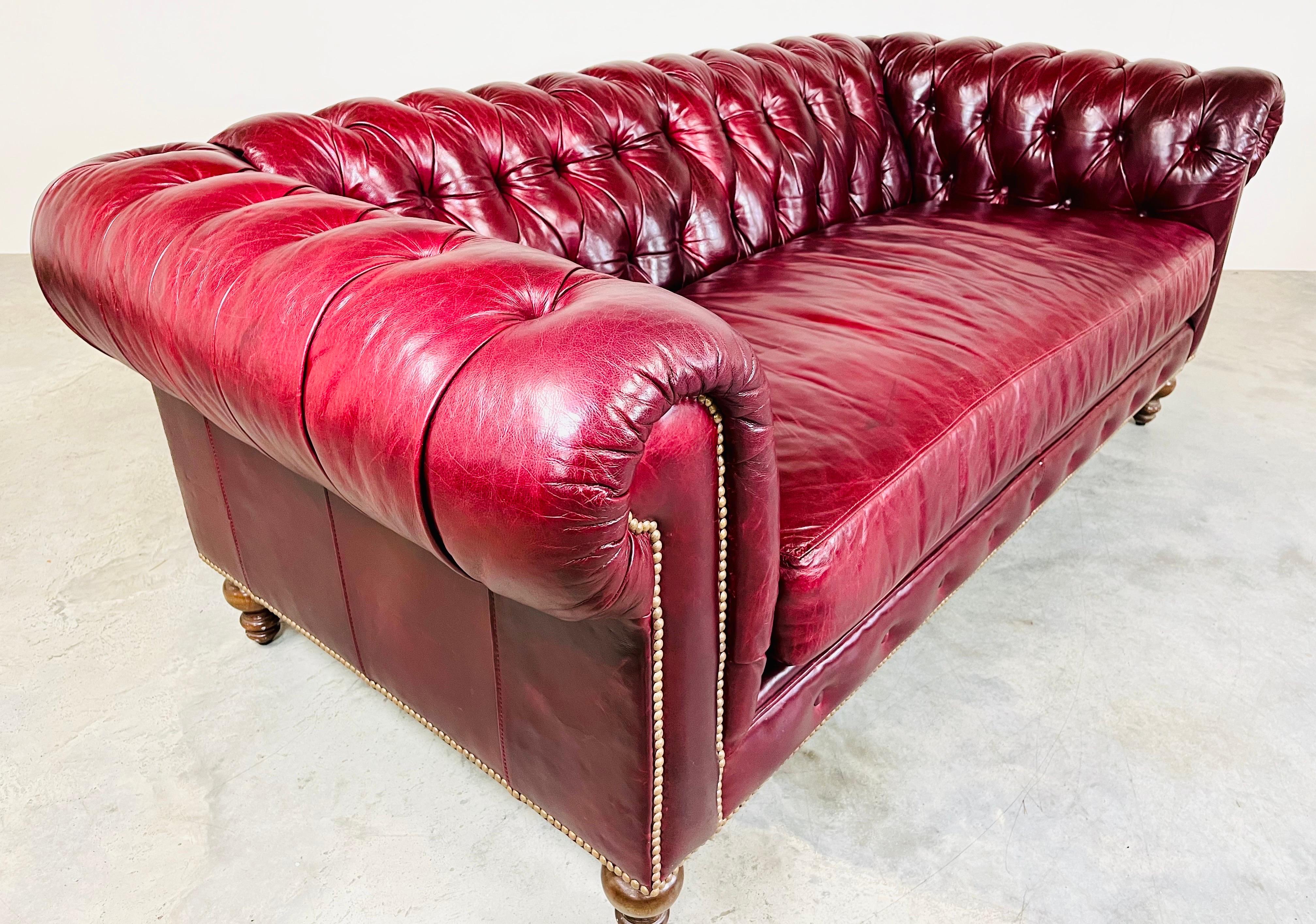 oxblood leather sofa