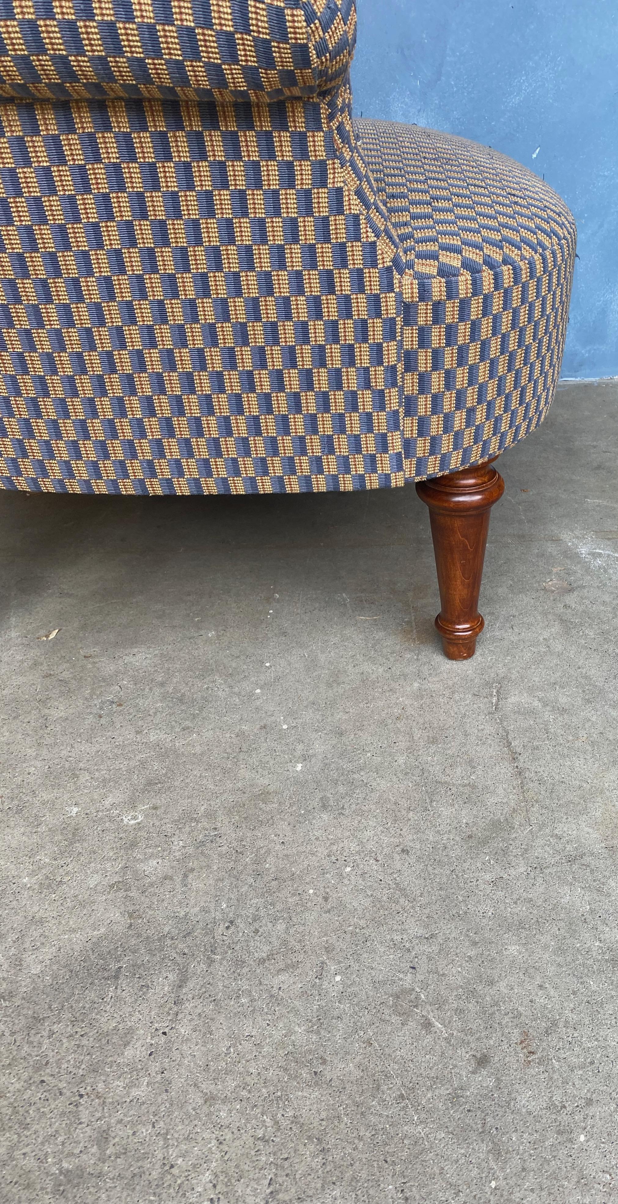 English Style Club Chair Geometric Fabric 2