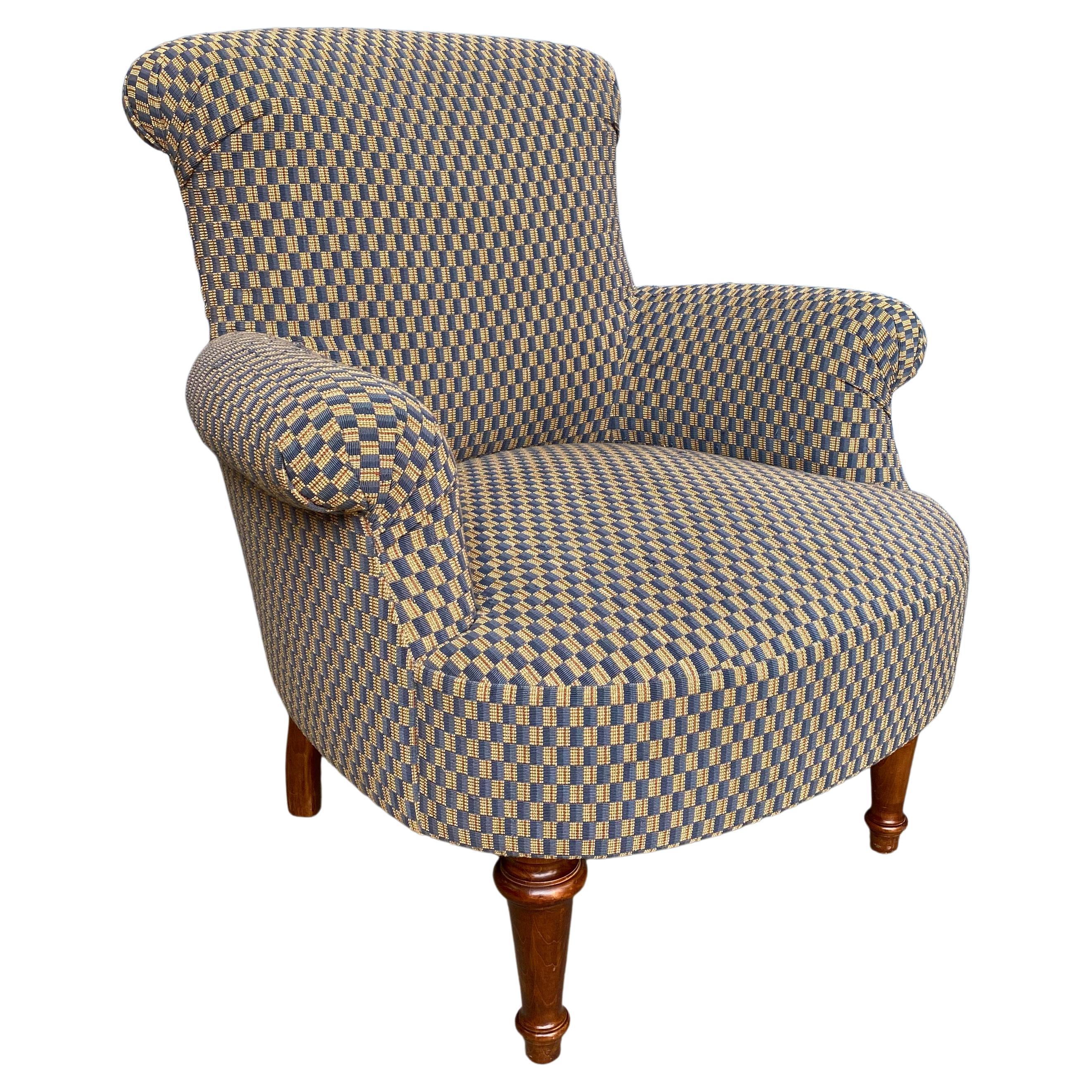 English Style Club Chair Geometric Fabric