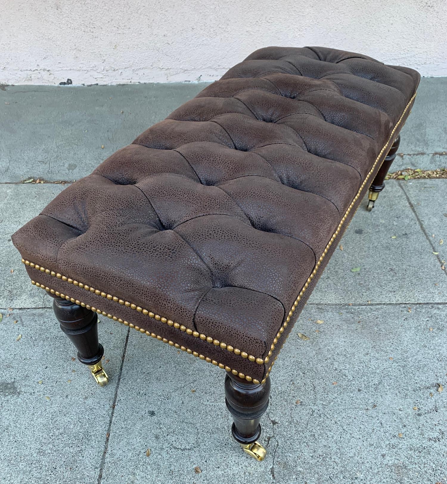 brown tufted bench