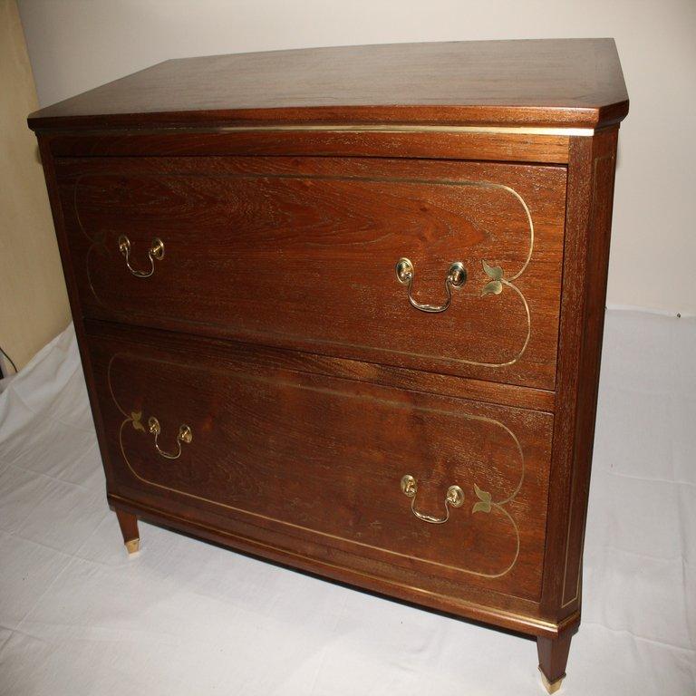 British Colonial English Style Dresser – Solid Indian Teak Wood with Brass Inlay- For Sale