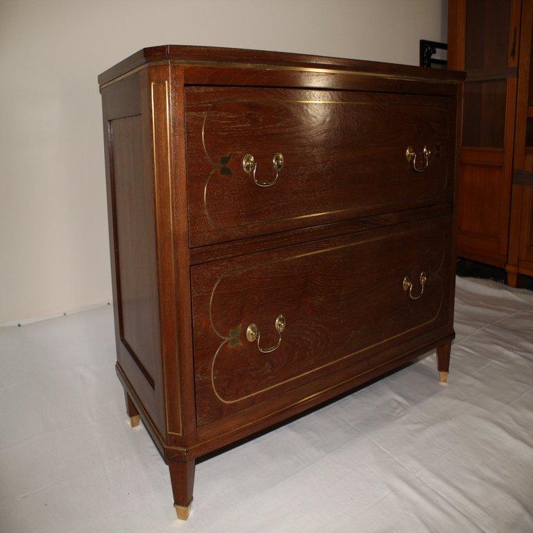 American English Style Dresser – Solid Indian Teak Wood with Brass Inlay- For Sale