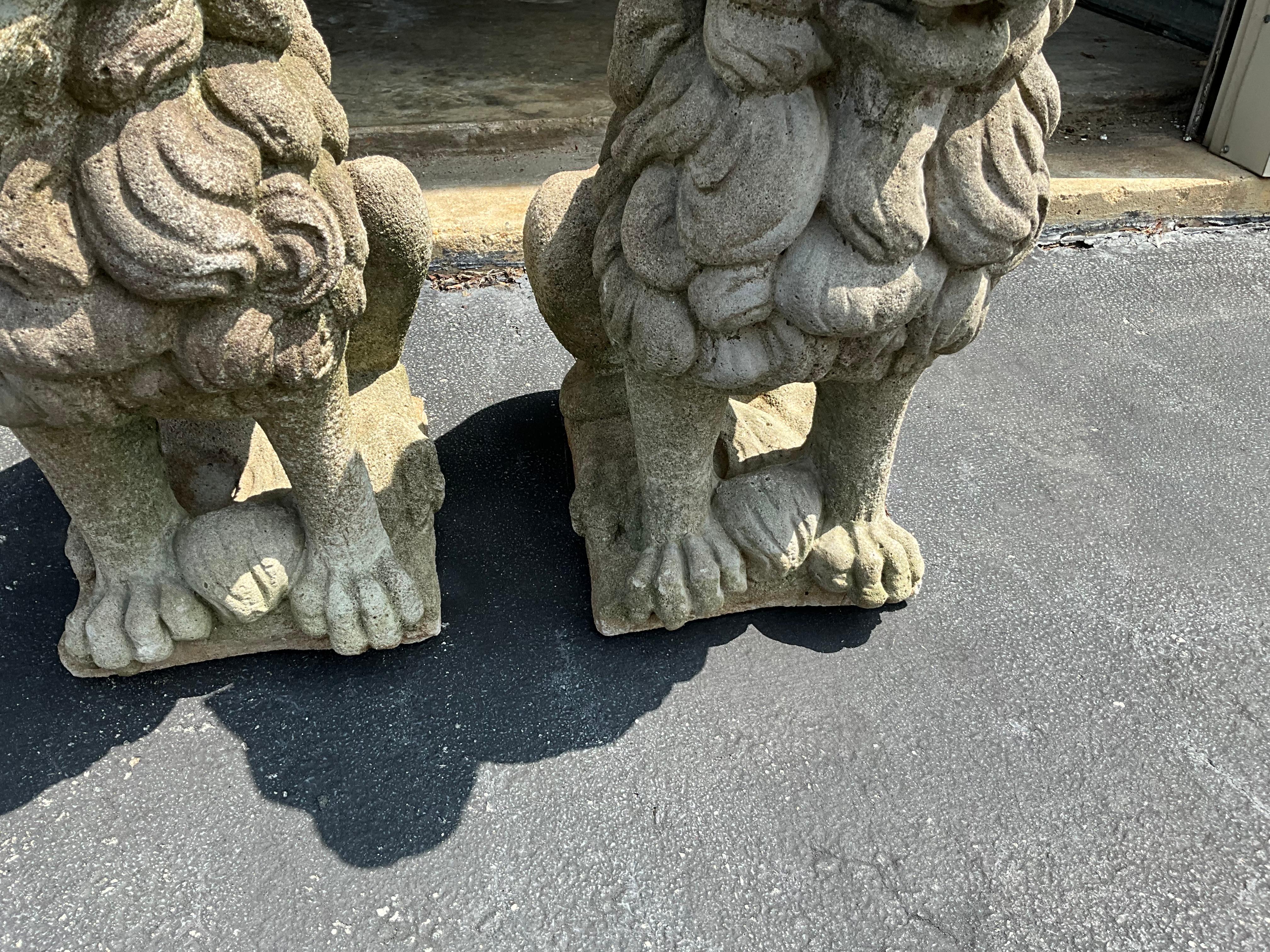 English Style Garden Seated Lion Concrete / Stone Statues - Pair  3