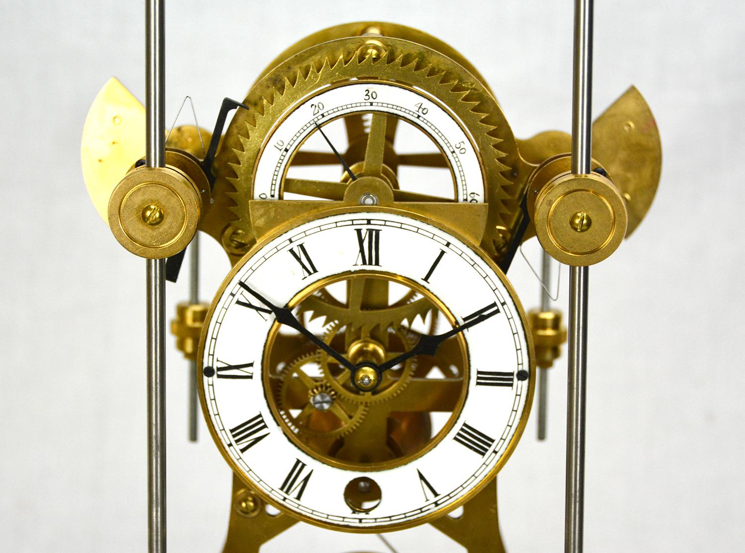 English Style Grasshopper Escapement 8 Day Fusee Double Pendulum Mantle Clock 3