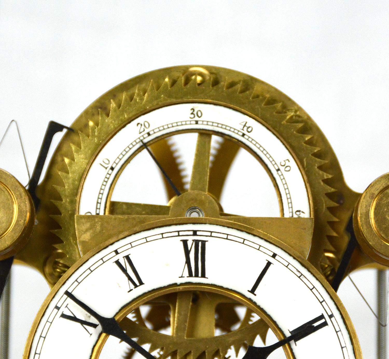 English Style Grasshopper Escapement 8 Day Fusee Double Pendulum Mantle Clock 4