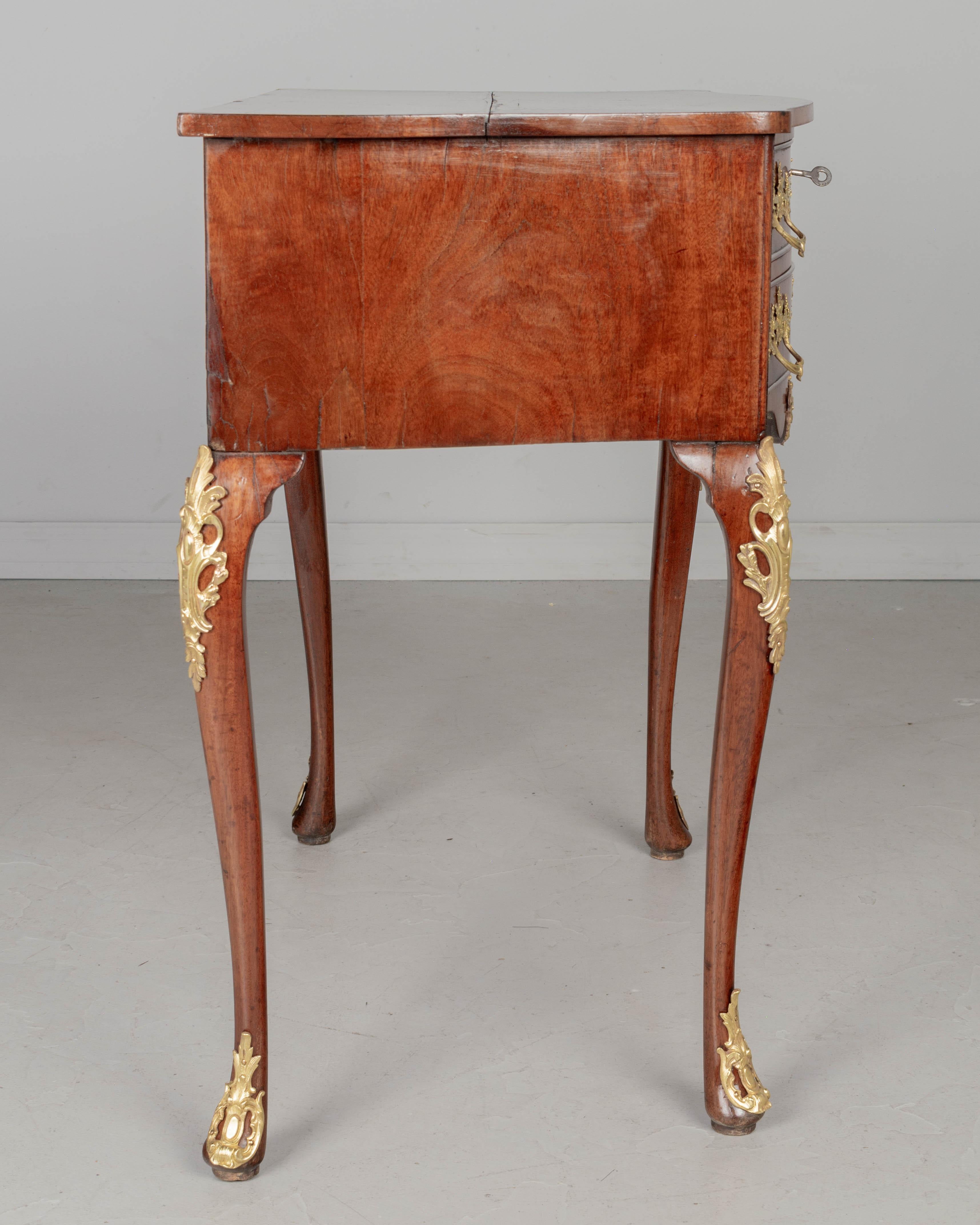 Bronze English Style Mahogany Side Table For Sale