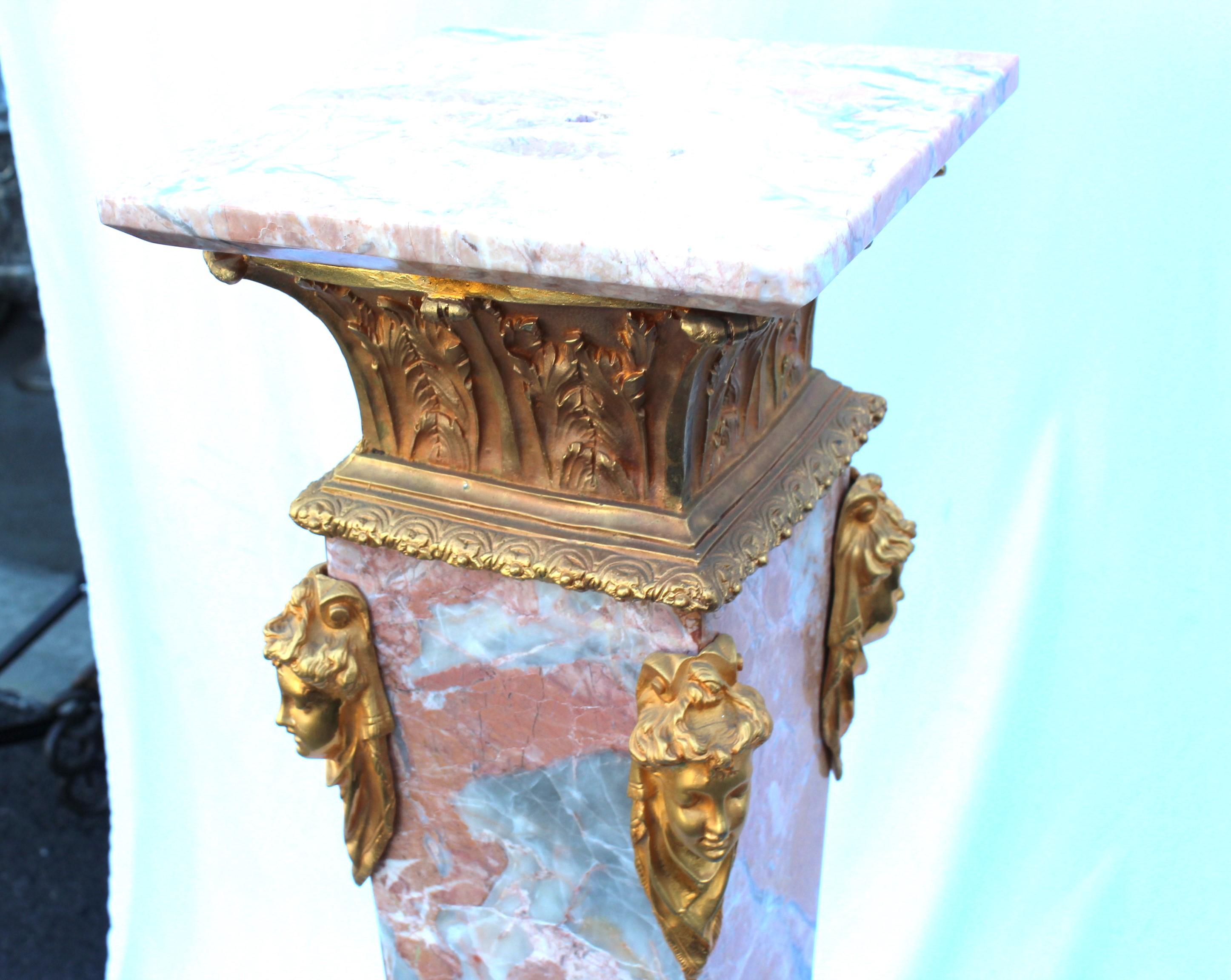 English Style Marble Pedestal , Gold plate hardware For Sale 1