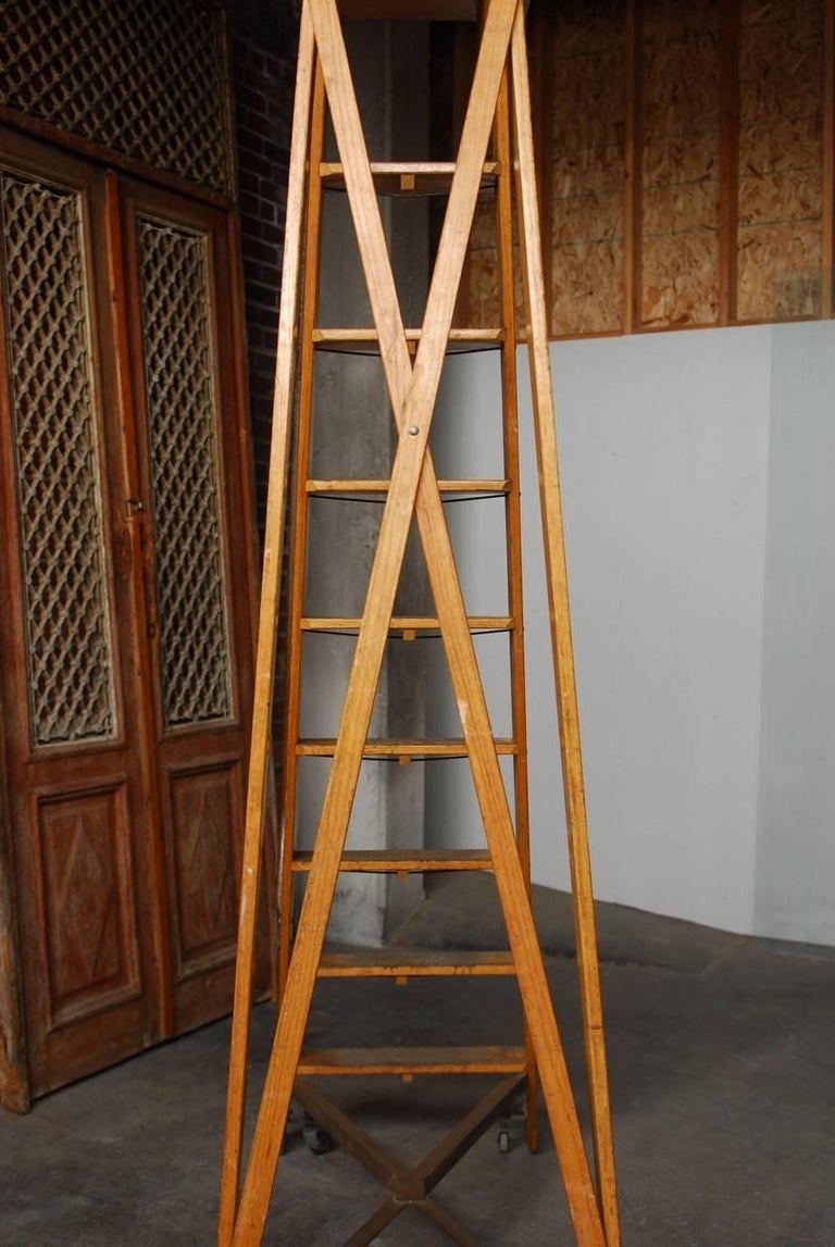 English Style Oak Library Ladder Staircase at 1stDibs