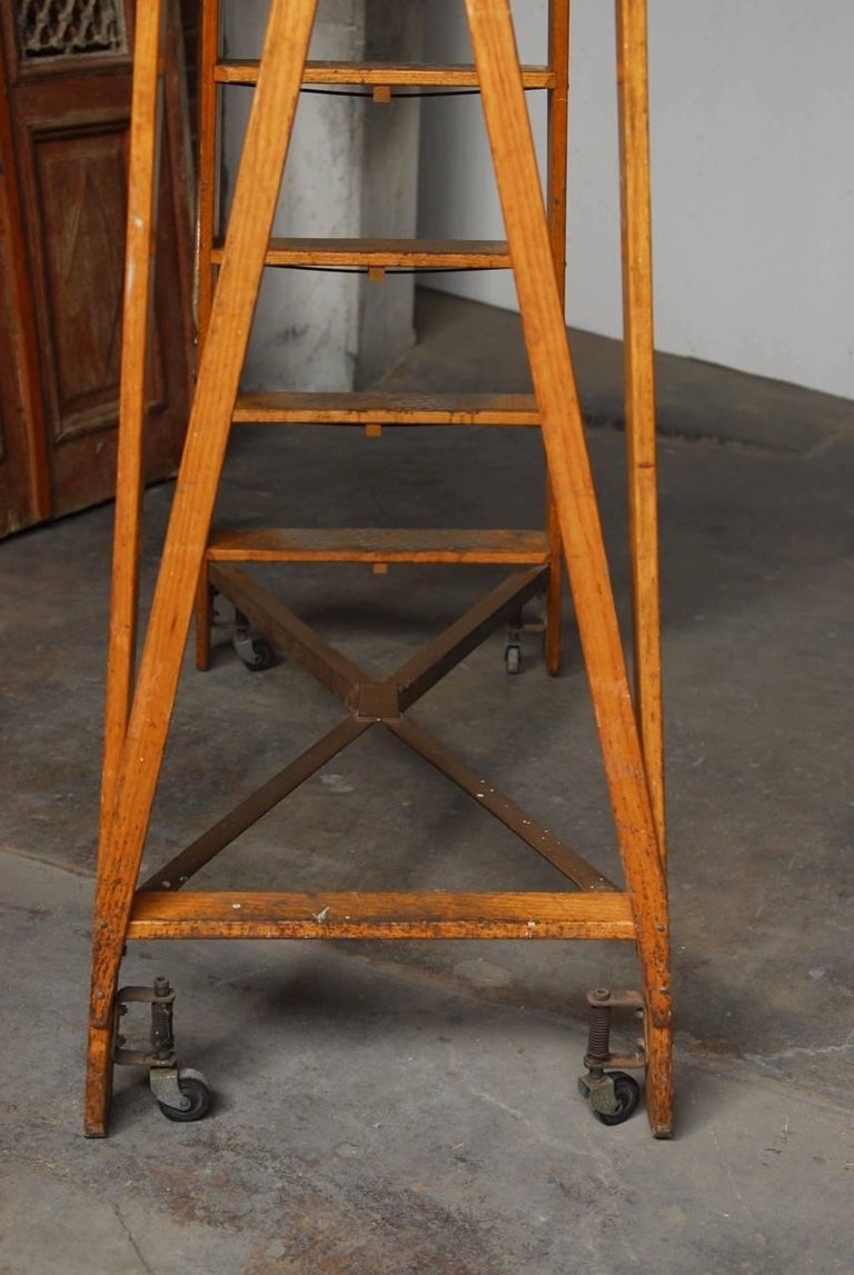English Style Oak Library Ladder Staircase at 1stDibs