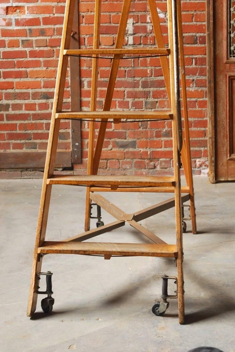 English Style Oak Library Ladder Staircase at 1stDibs