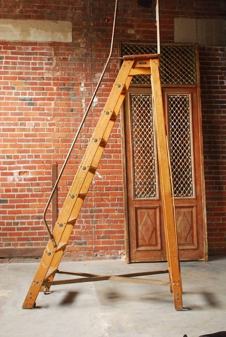 English Style Oak Library Ladder Staircase at 1stDibs