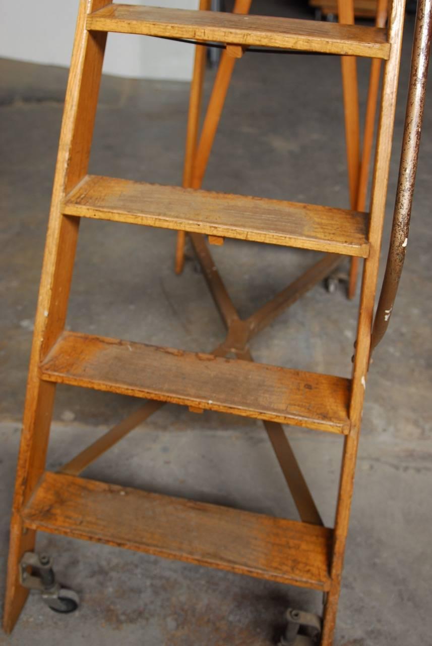 English Style Oak Library Ladder Staircase 2