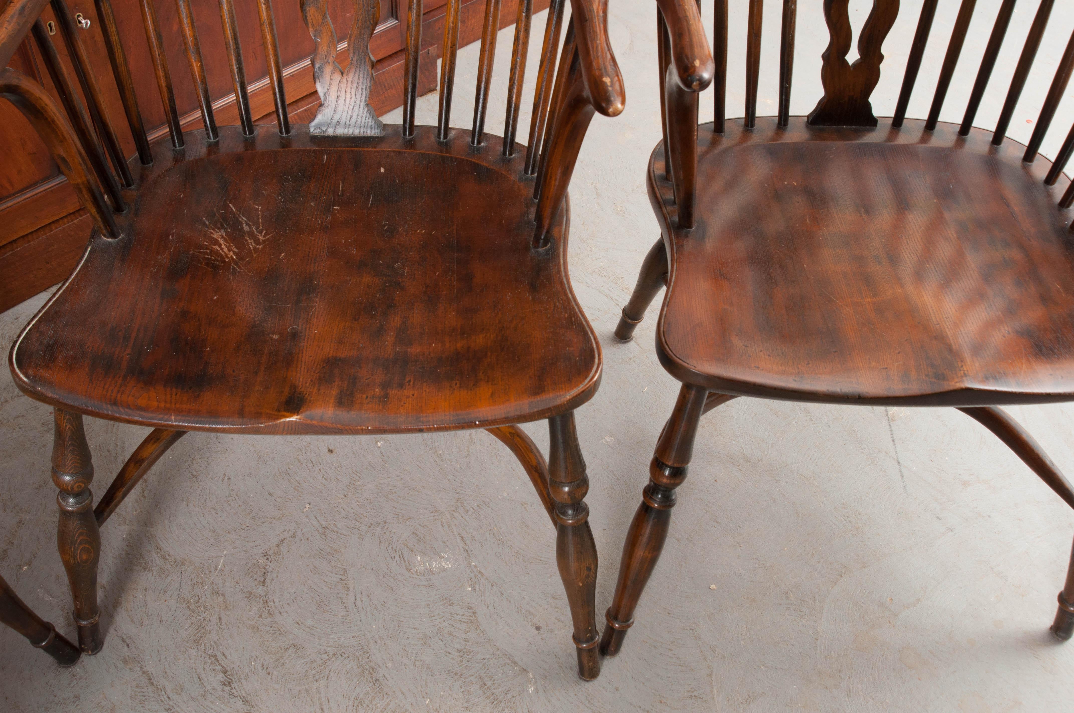 Victorian English Style Oak Windsor Chair Set