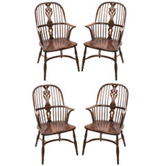 Vintage English Style Oak Windsor Chair Set