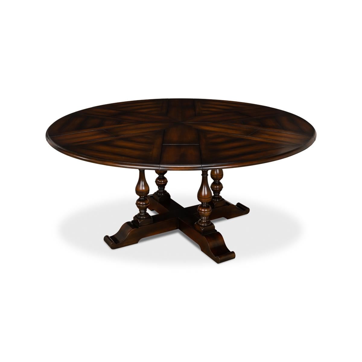 Wood English Style Round Extension Dining Table - Ebony Finish, 70