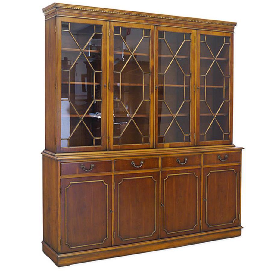 English Style Showcase Cabinet or Buffet Bookcase Made of Walnut