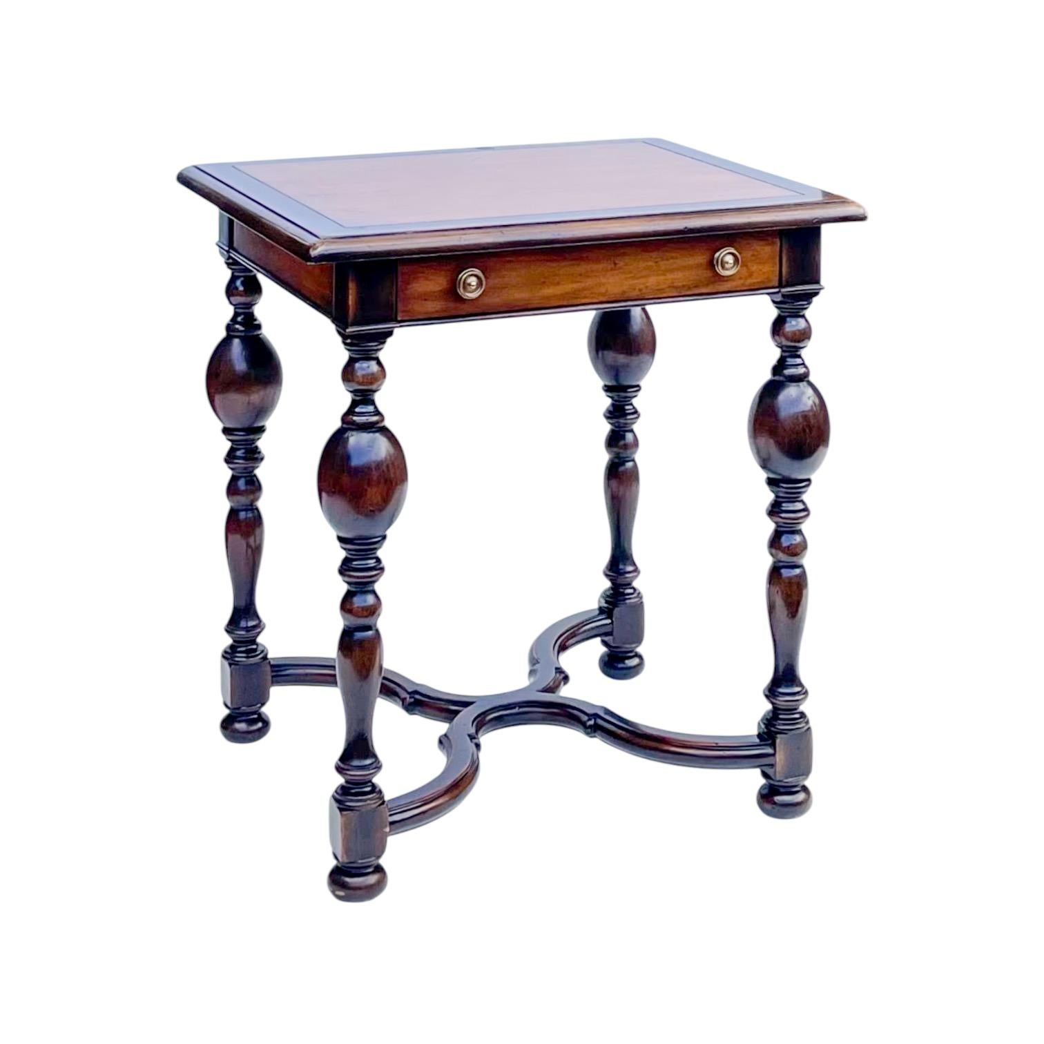 American Classical English Style Theodore Alexander Ebonized Pine Side Tables - Pair