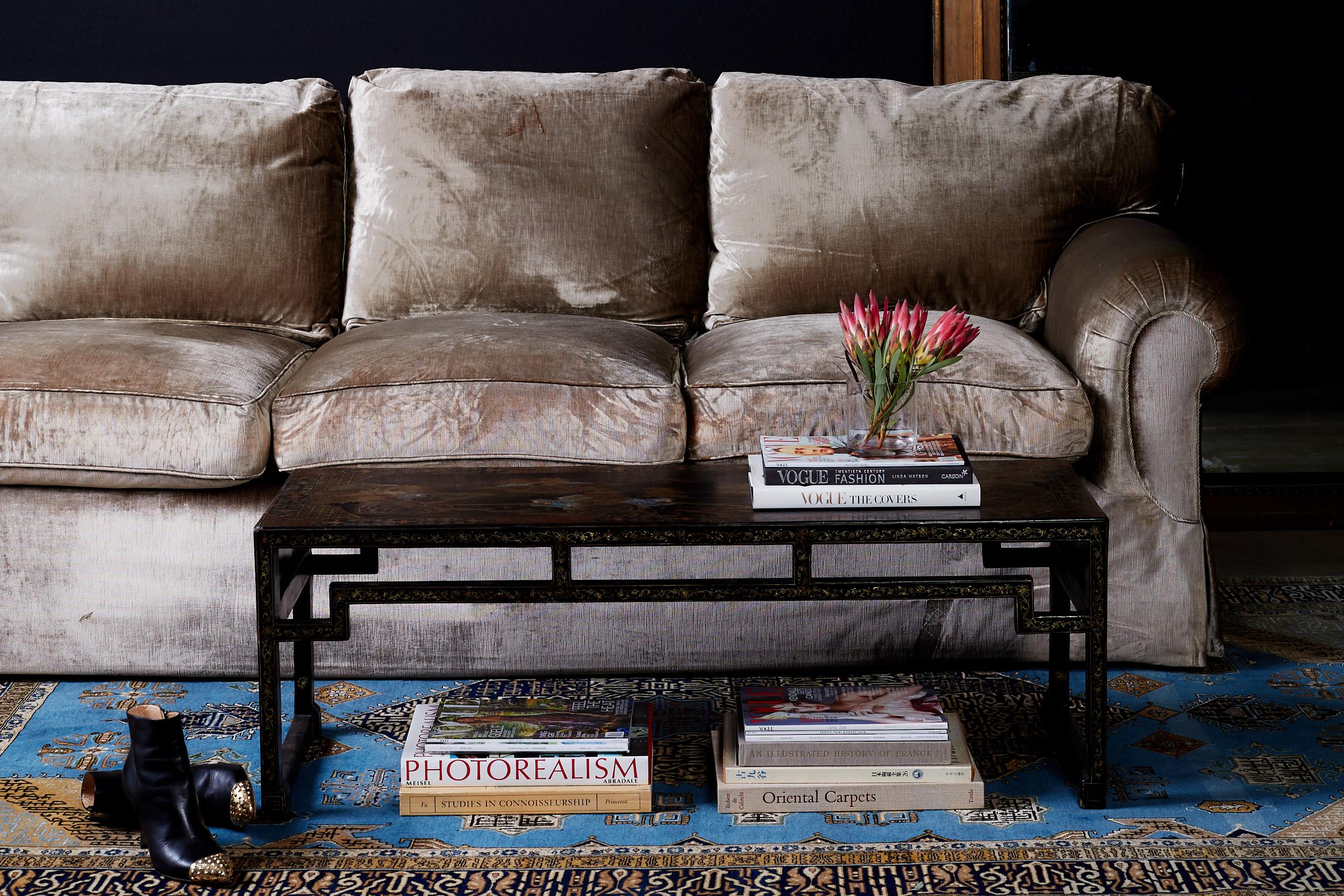 20th Century English Style Three-Seat Velvet Sofa