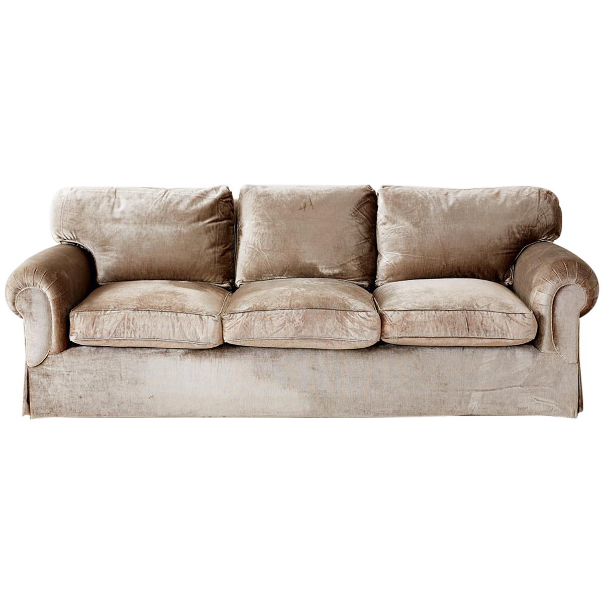 English Style Three-Seat Velvet Sofa