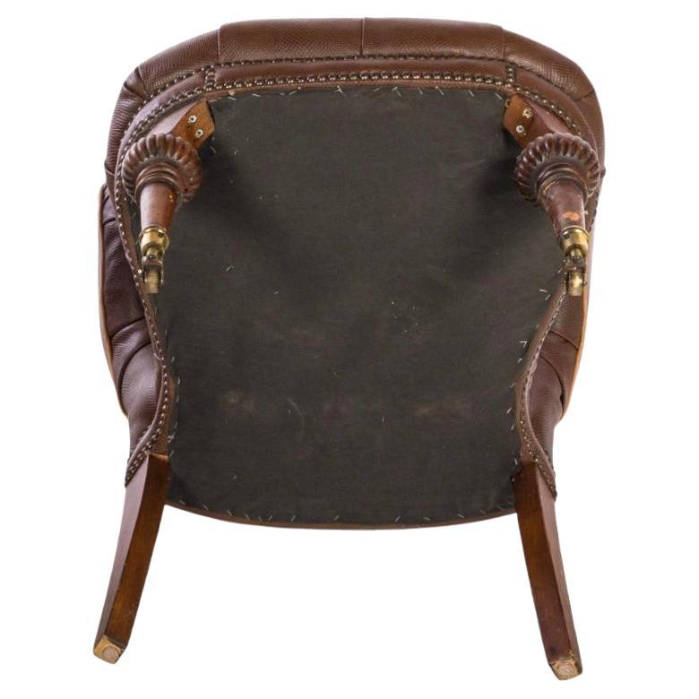 Pelle Sedia da combattimento in finta pelle marrone, stile inglese, con inserti in legno in vendita