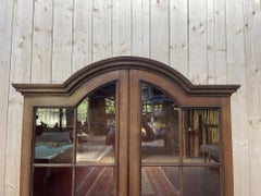 English Style Walnut Display Cabinet Bookcase 1900