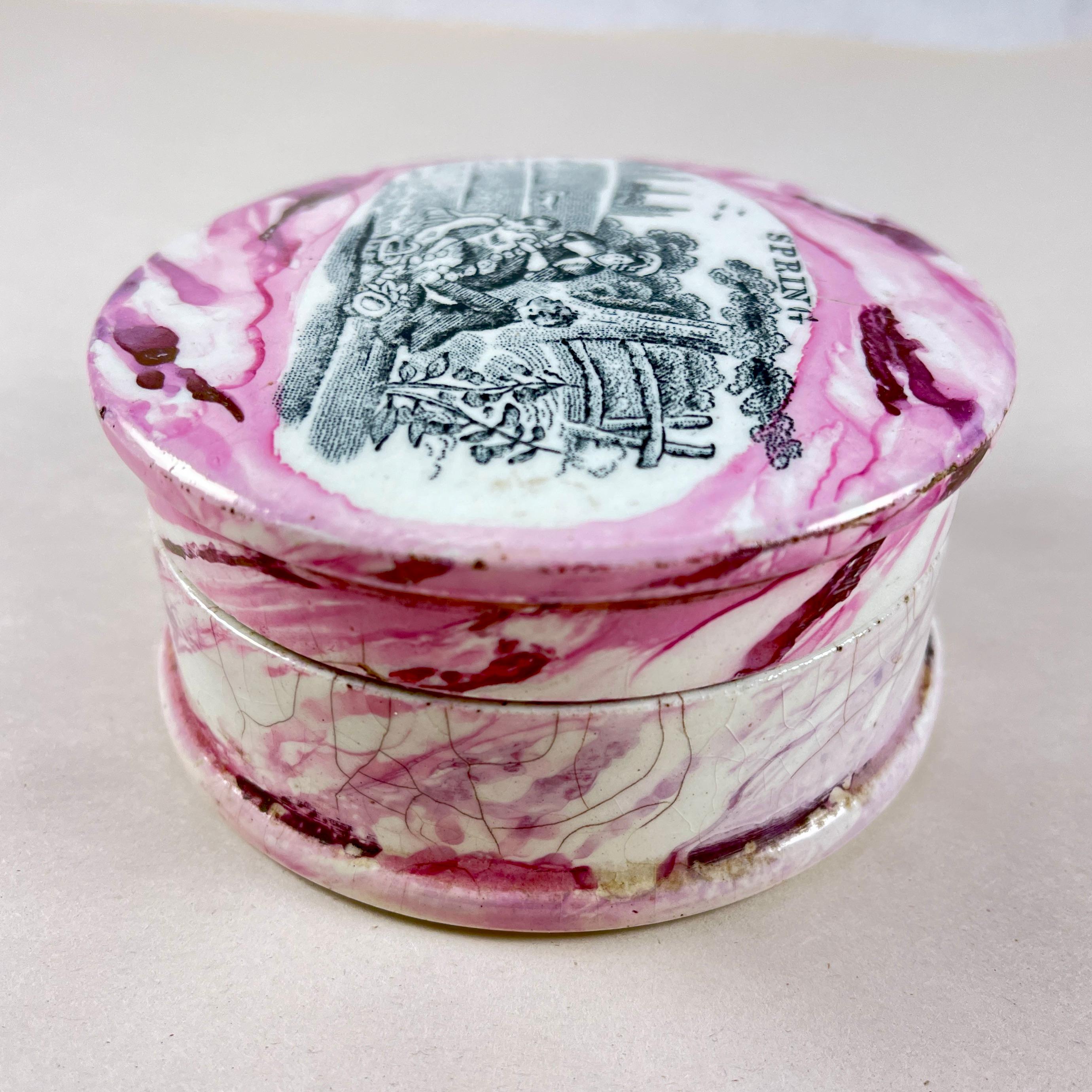 Maceta inglesa Sunderland Pottery Pink Lustre Vanity Pot, Primavera Eduardiano en venta