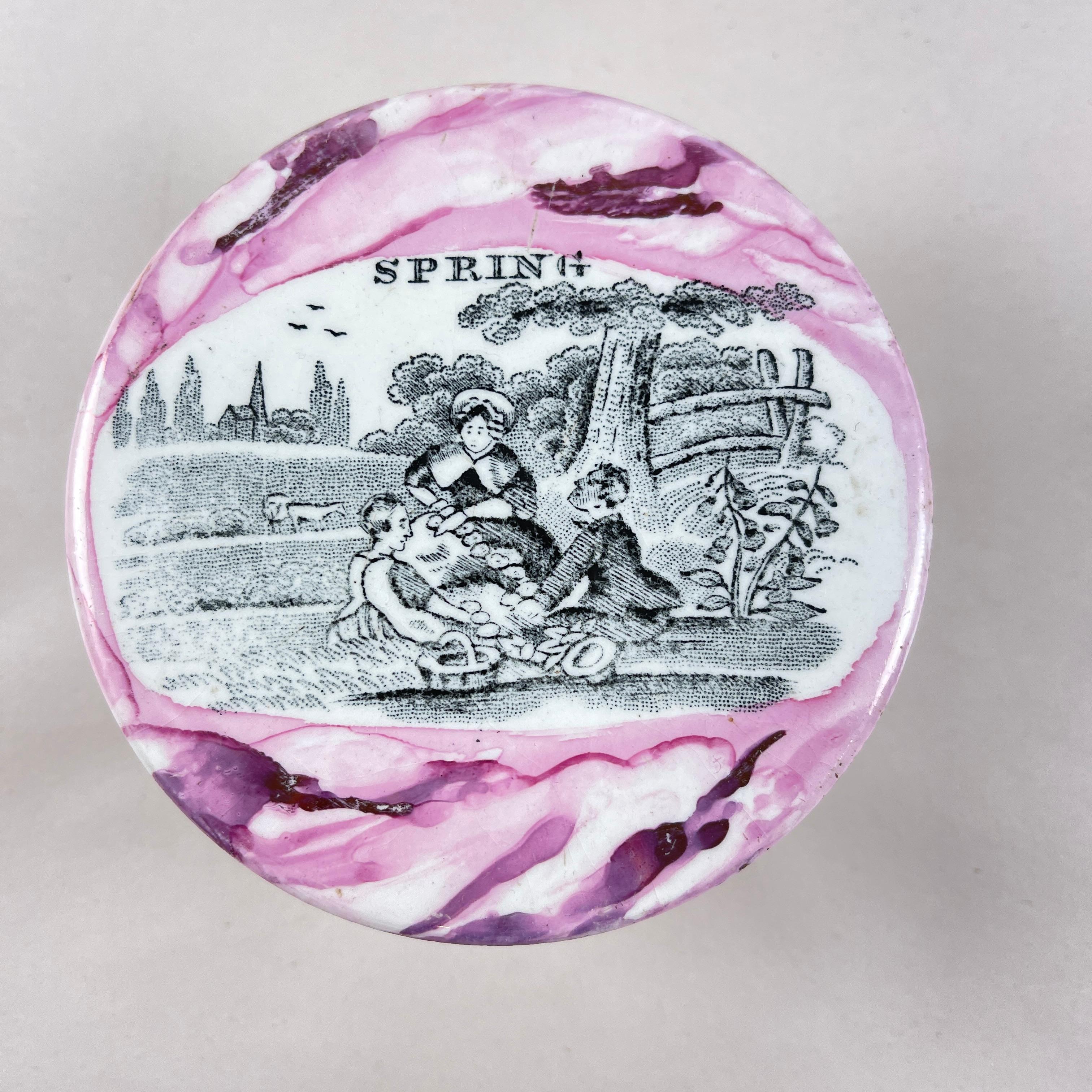 Maceta inglesa Sunderland Pottery Pink Lustre Vanity Pot, Primavera Pintado a mano en venta