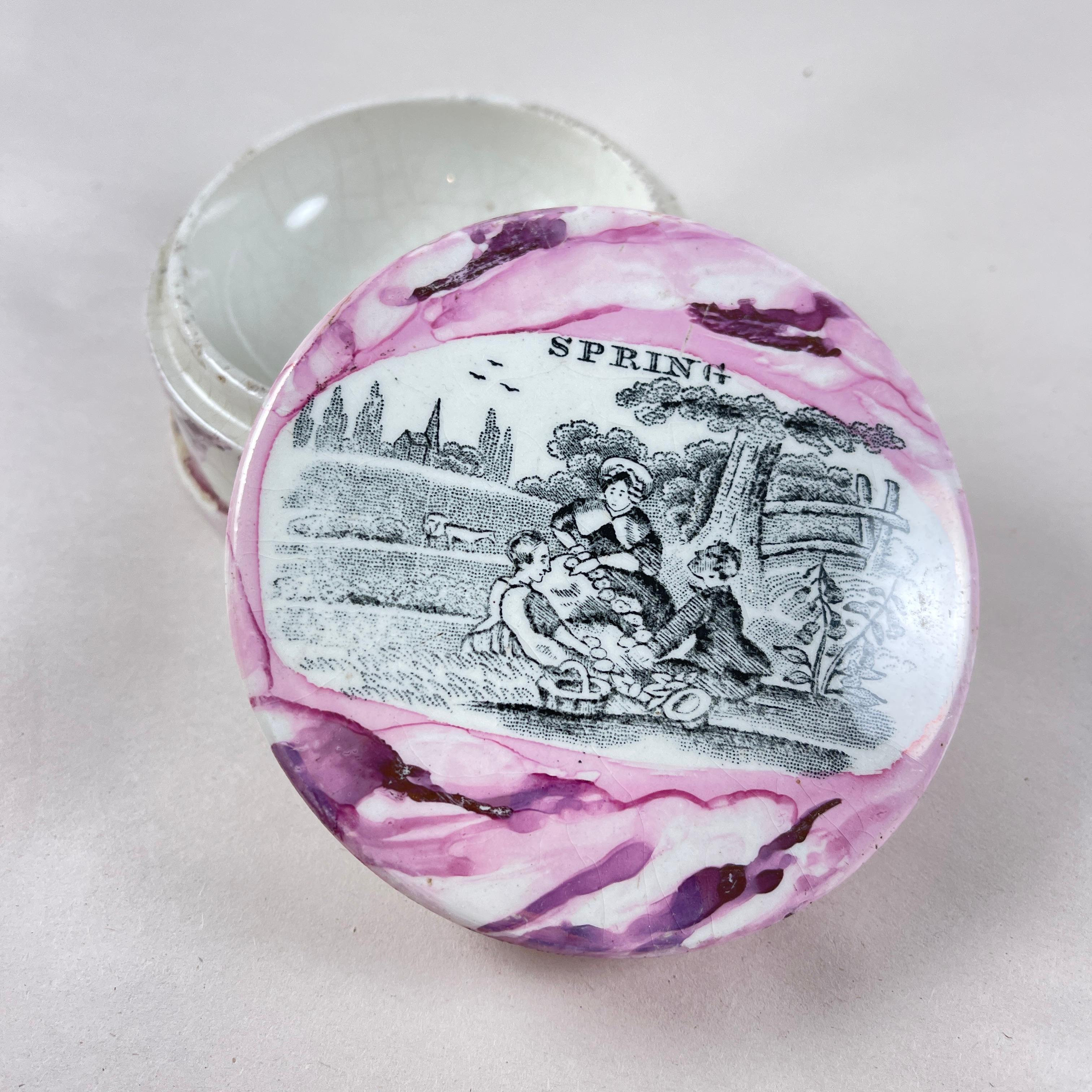 Maceta inglesa Sunderland Pottery Pink Lustre Vanity Pot, Primavera siglo XX en venta