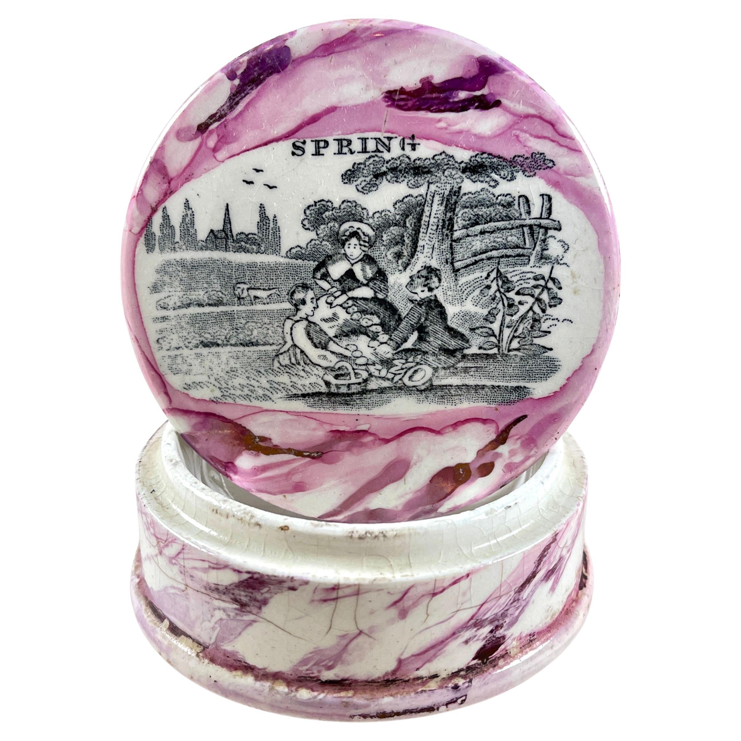 Maceta inglesa Sunderland Pottery Pink Lustre Vanity Pot, Primavera en venta
