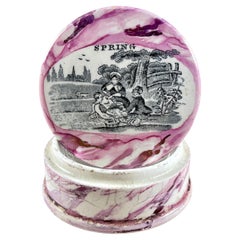 English Sunderland Pottery Pink Lustre Vanity Pot, Spring