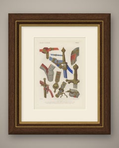 English Sword, Helm and Gauntlets, Antique Print, 1851