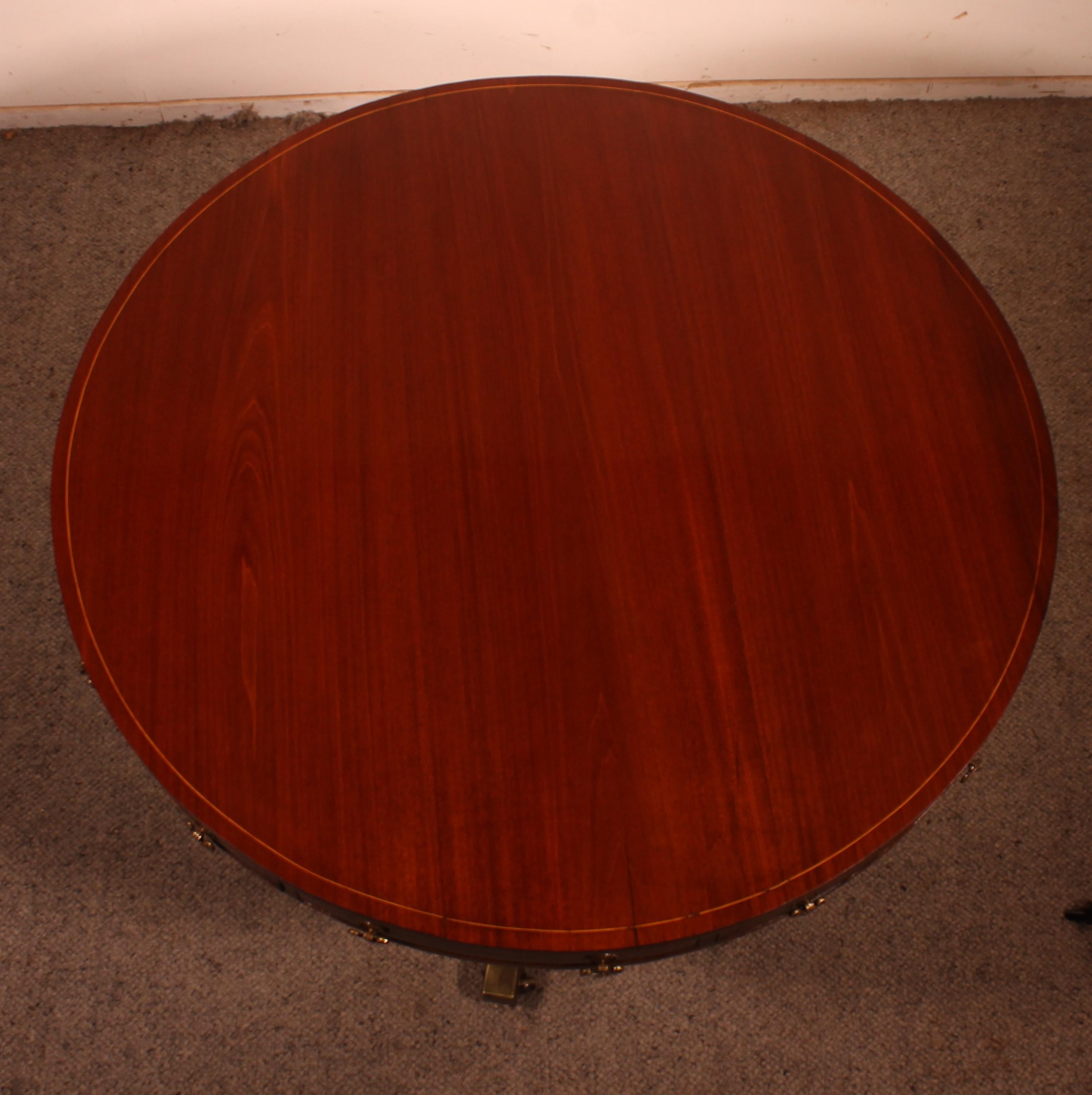 English Table Called Drum Table in Mahogany circa 1820, Regency Period 3