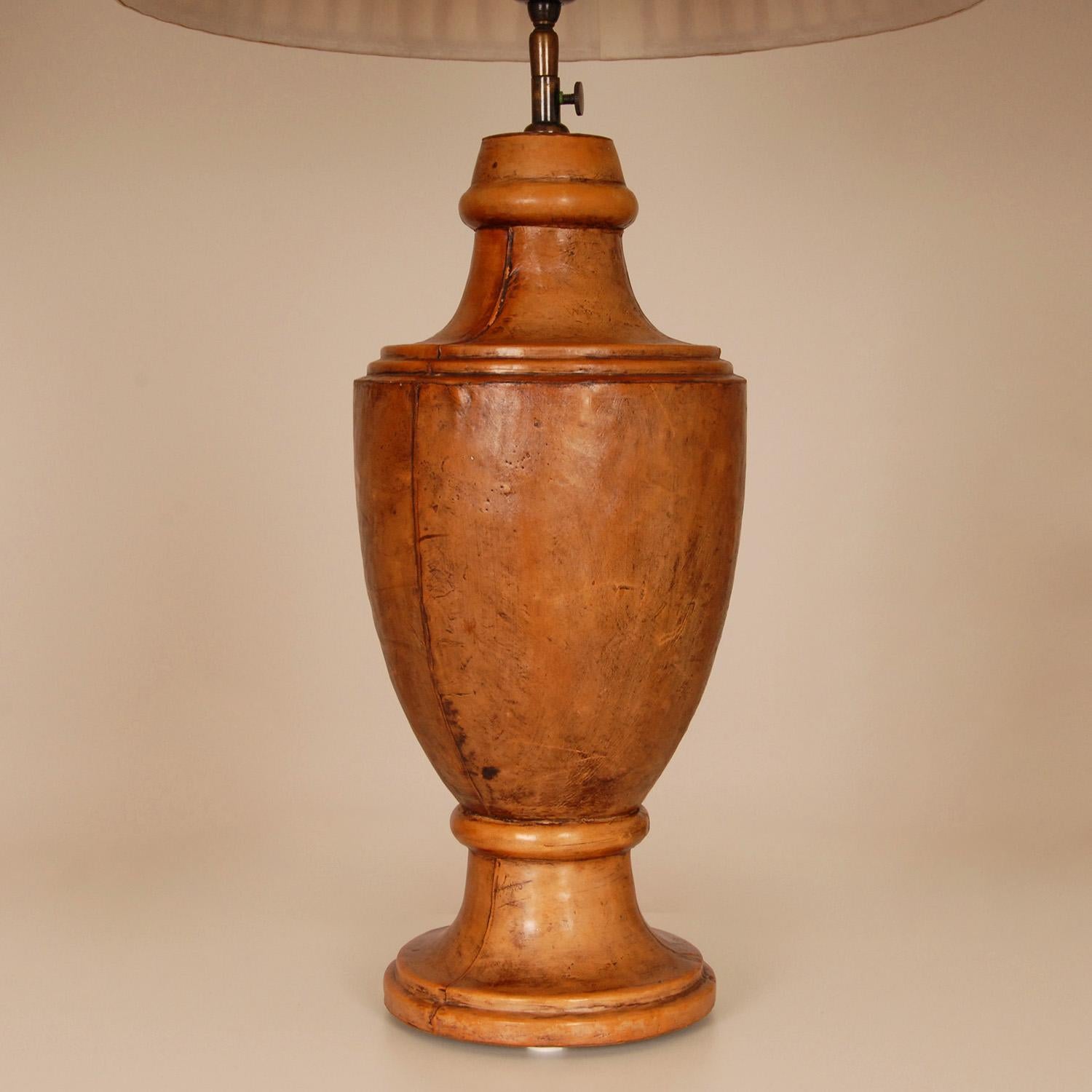 English Table Lamps leather Chesterfield Style Traditional Vase Lamps a pair 2