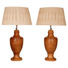 English Table Lamps leather Chesterfield Style Traditional Vase Lamps a pair