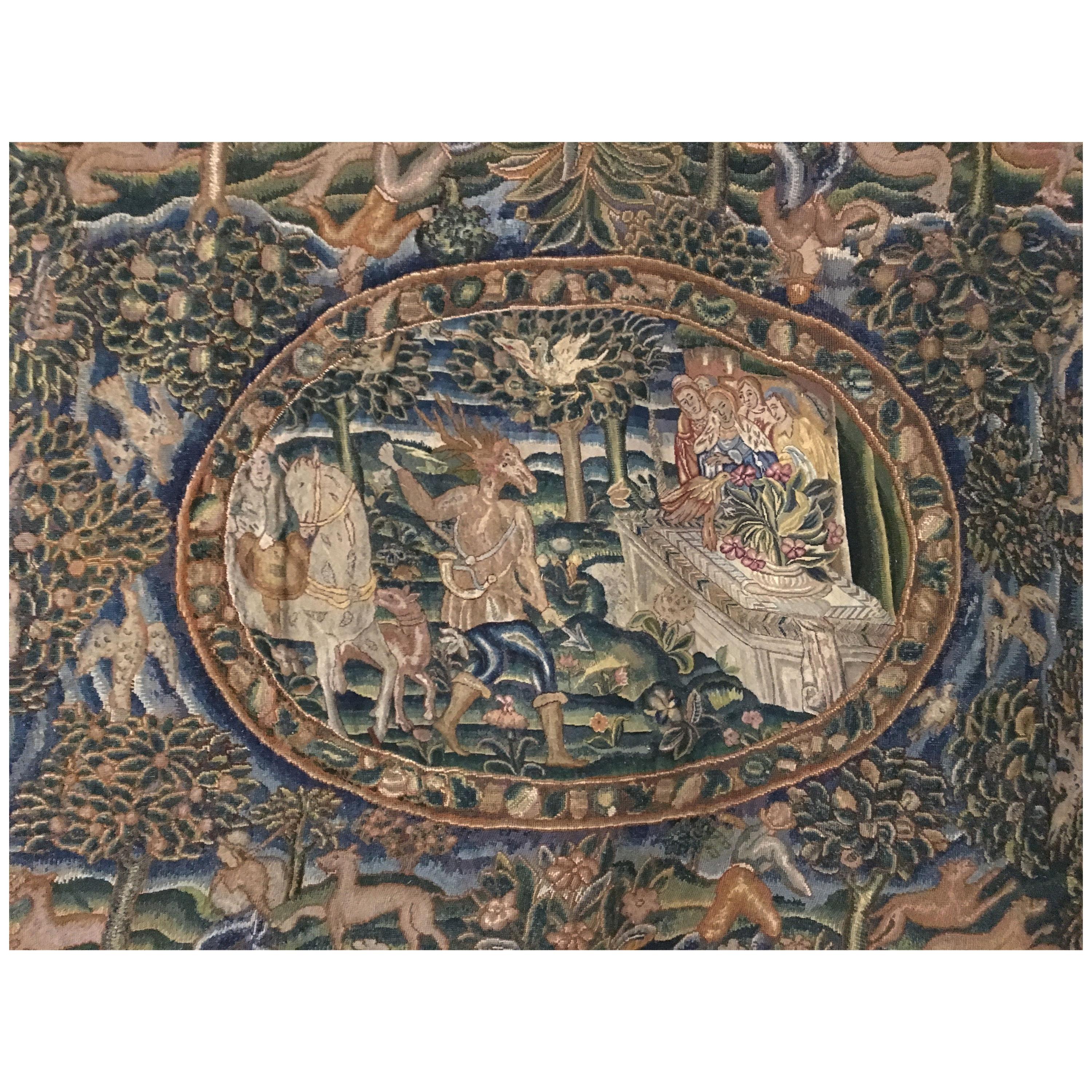 English Table Tapestry "Artemis & Acteon" For Sale
