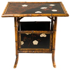 English Table with Lacquer Japanning, Eggshell Design and Bamboo
