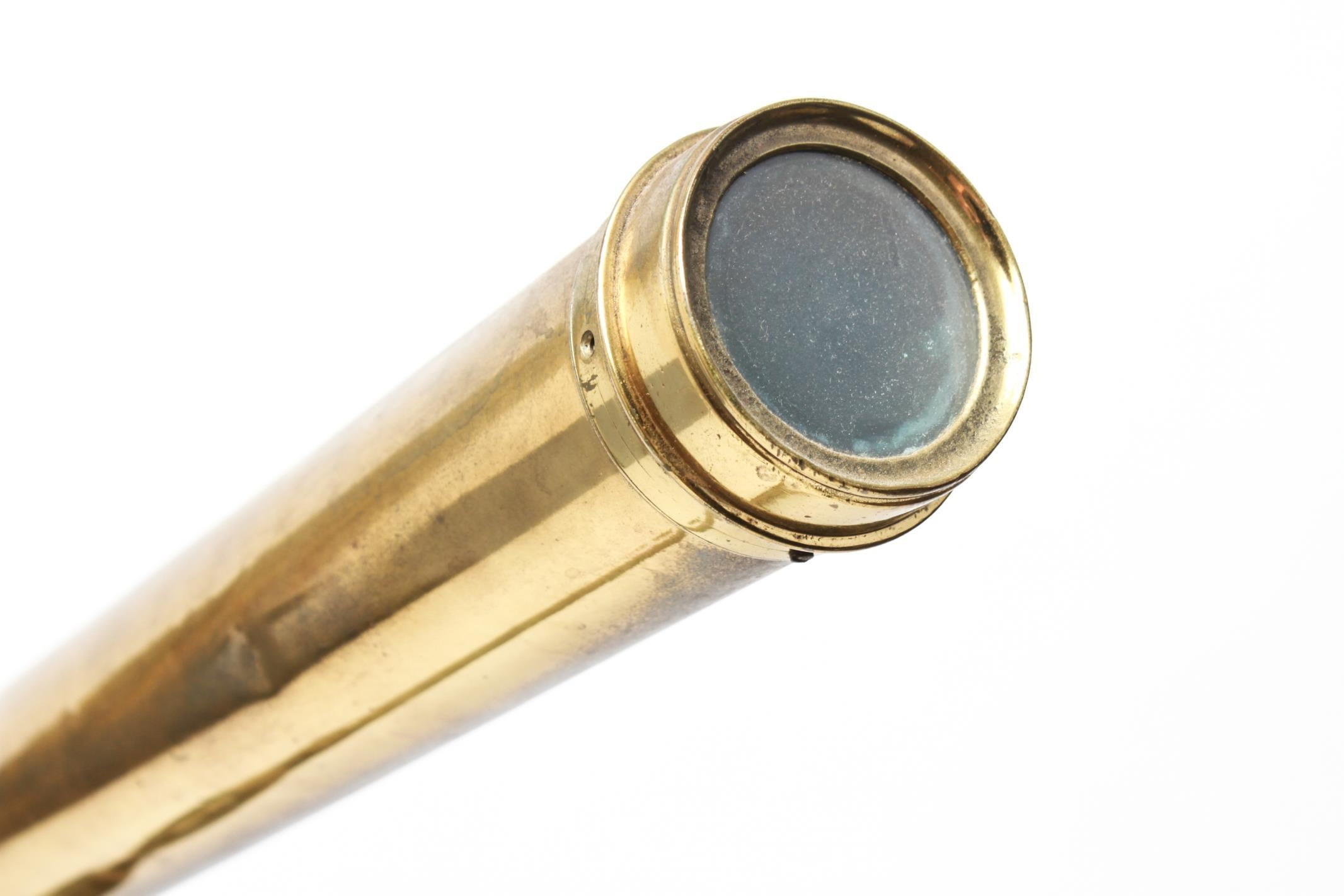 19th Century English Tabletop Telescope in Solid Brass
