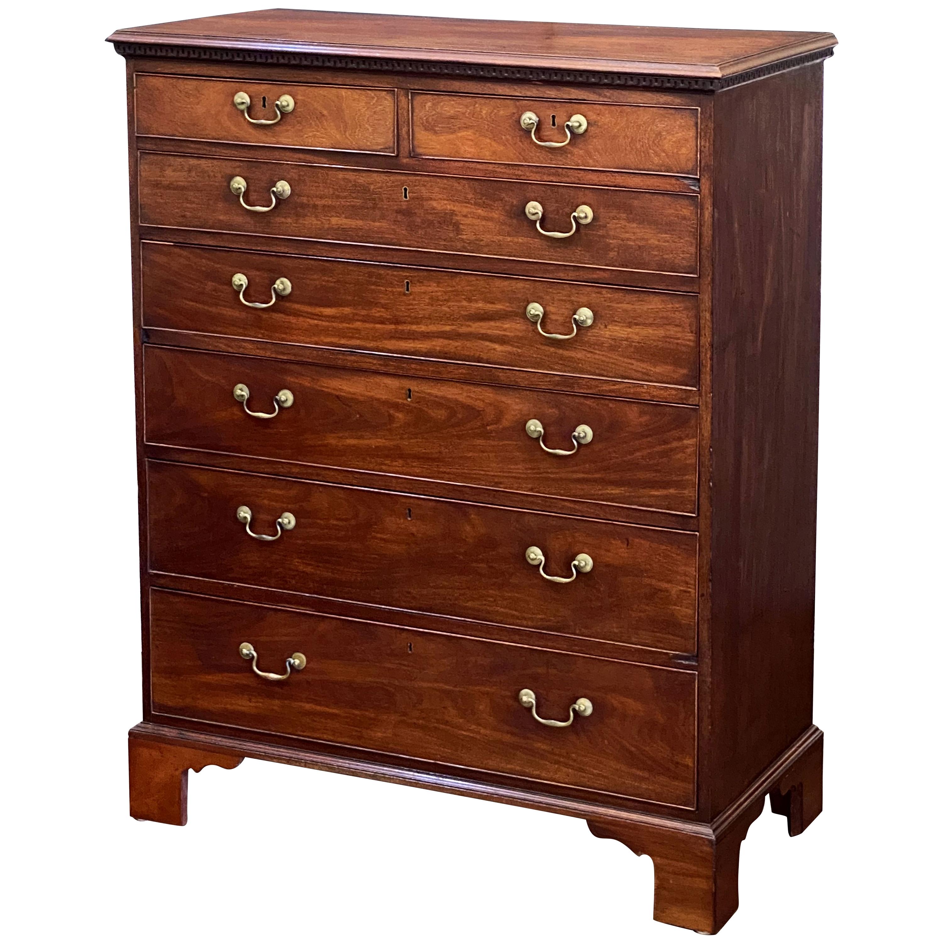 English Tall Chest or High Chest of Drawers from the Georgian Era