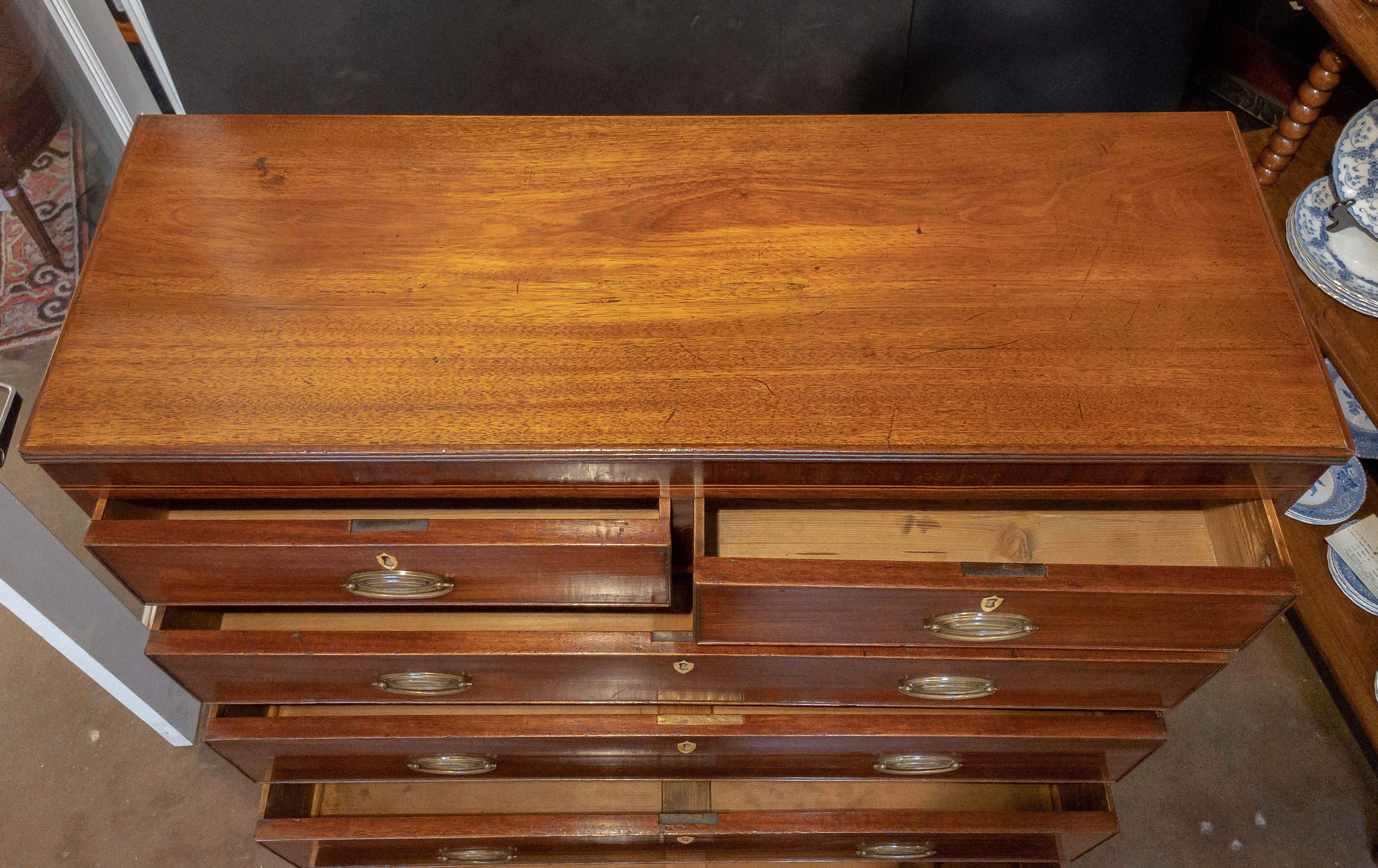 20th Century English Tall Chest or High Chest of Drawers of Mahogany