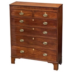 English Tall Chest or High Chest of Drawers of Mahogany