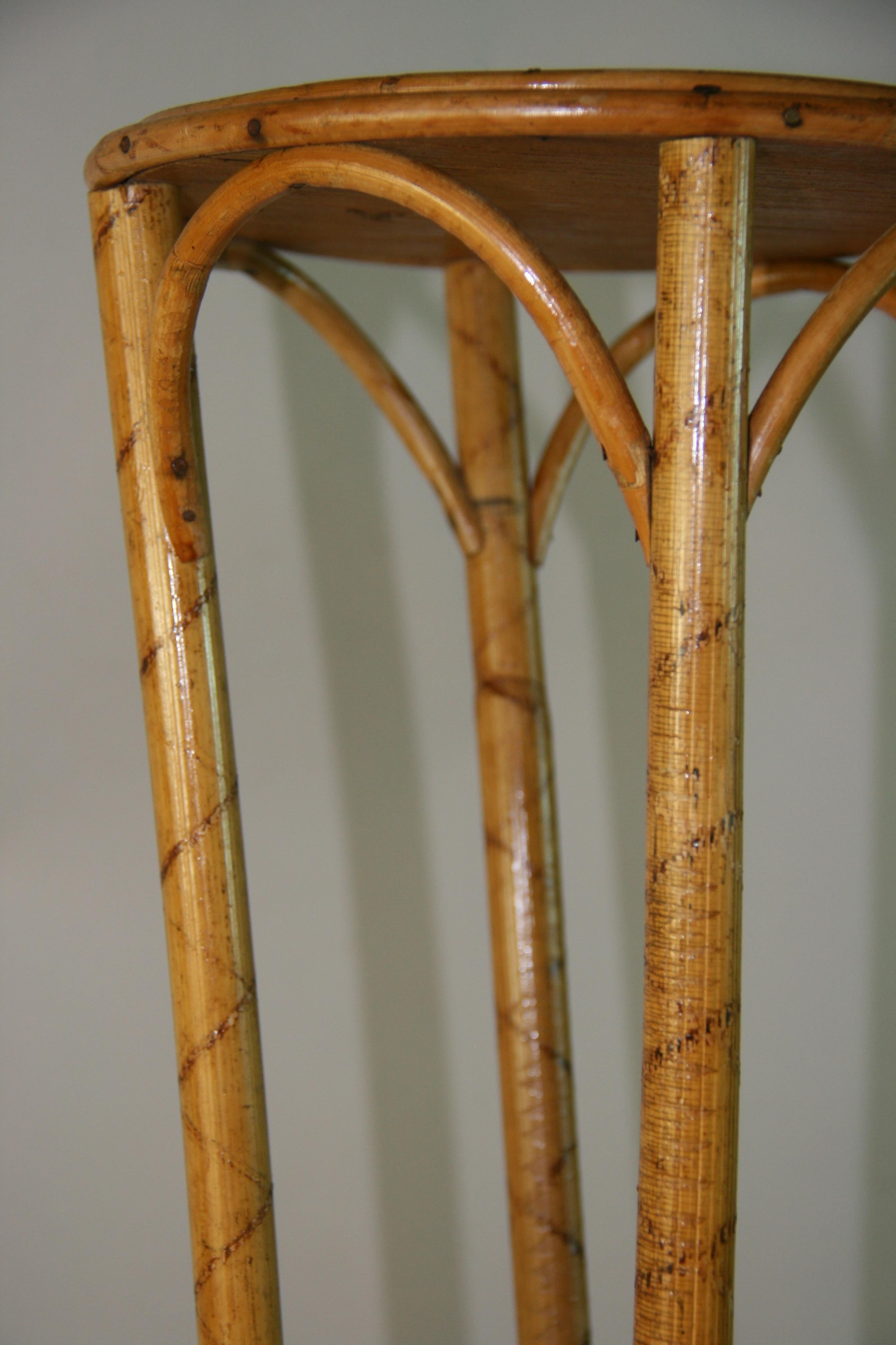 English Tall Faux Bamboo Wicker Two Tier Plant Stand en vente 1