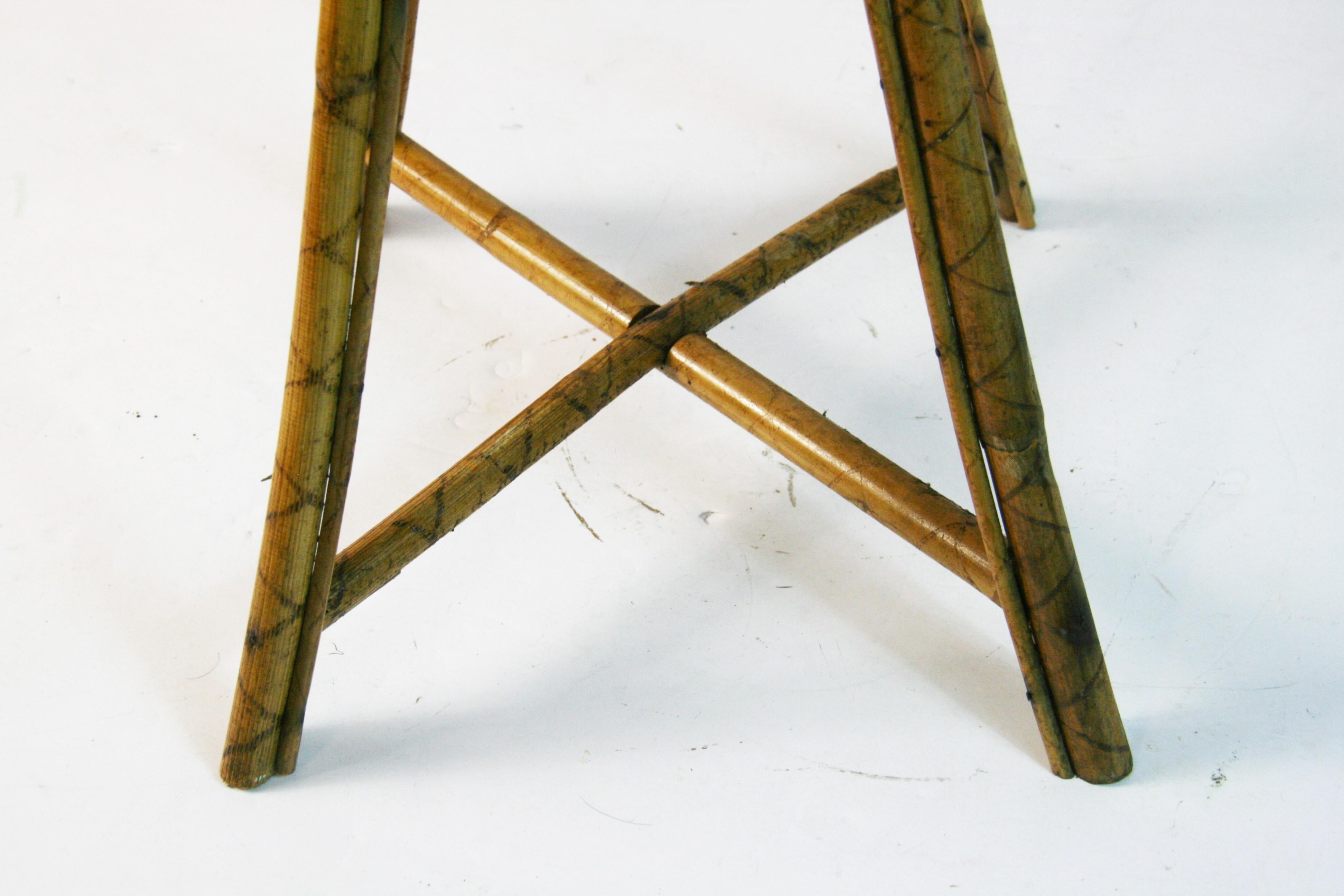 English Tall Faux Bamboo Wicker Two Tier Plant Stand en vente 4