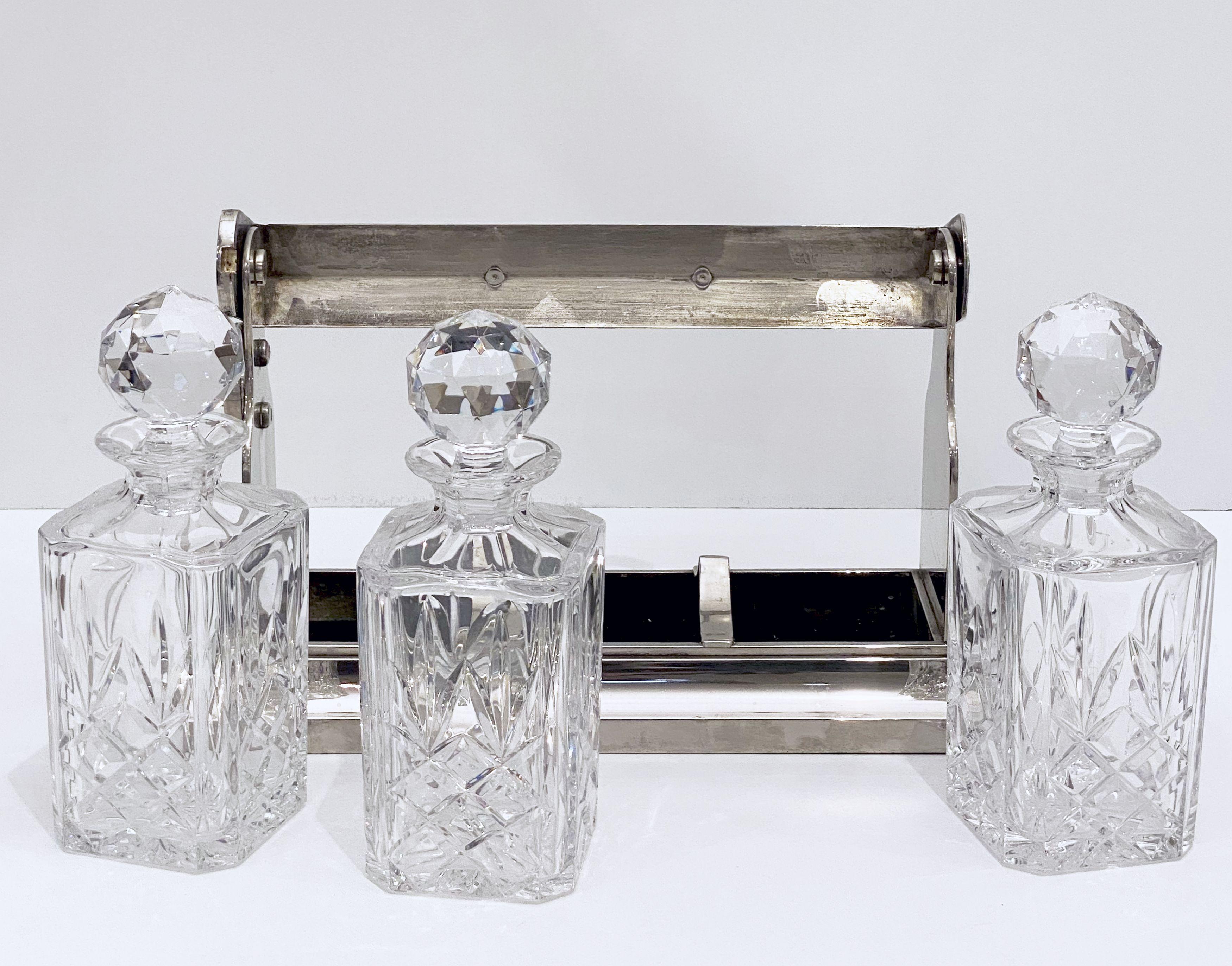 English Tantalus Drinks Set with Three Decanters by Mappin & Webb 1