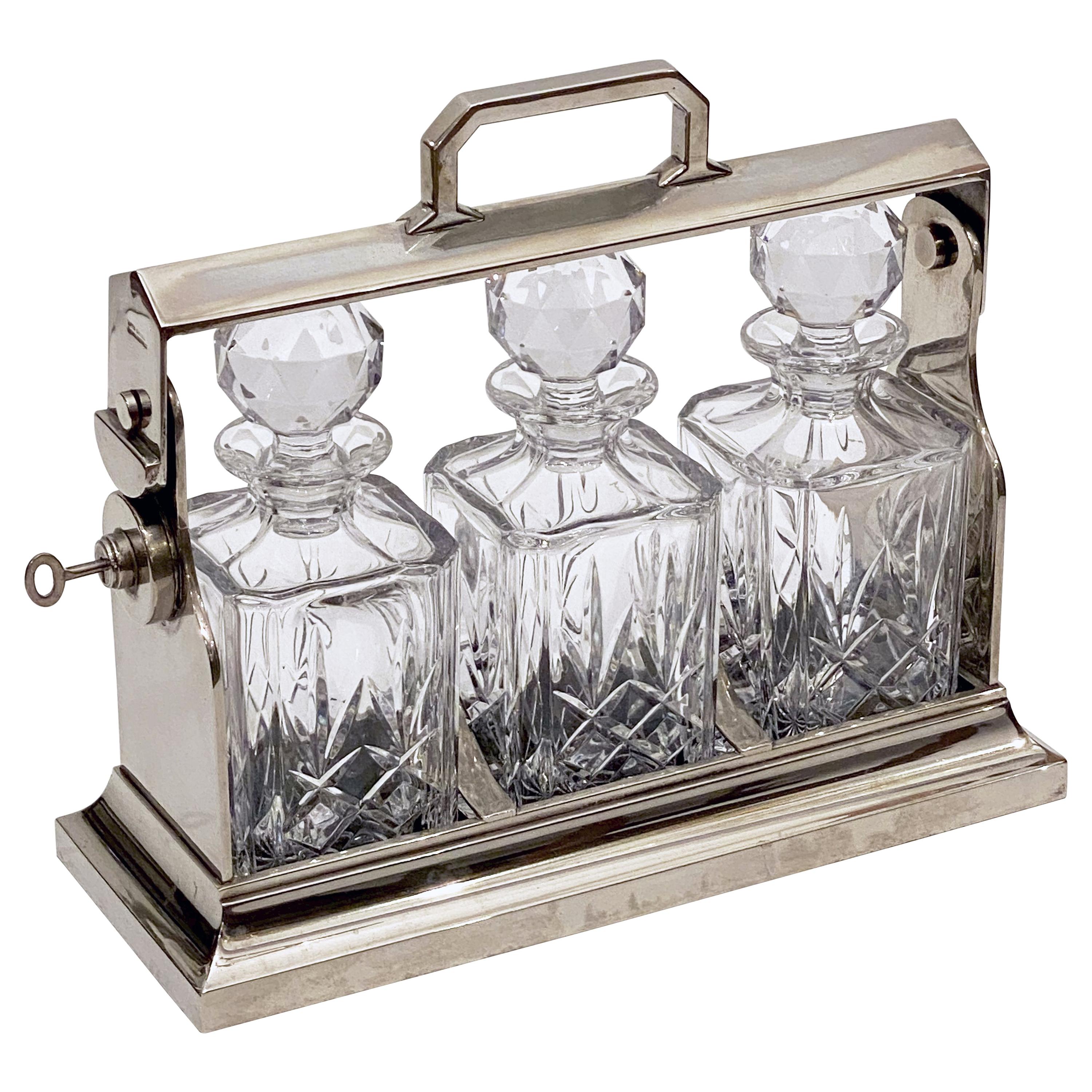 English Tantalus Drinks Set with Three Decanters by Mappin & Webb