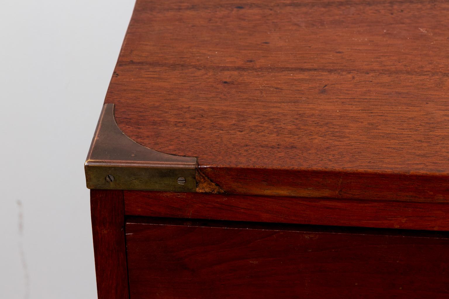 English Teak and Pine Two Section Campaign Chest 5