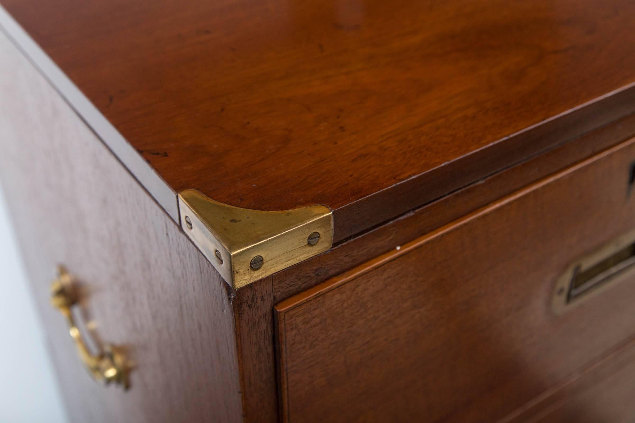 Victorian English Teak Campaign Chest of Drawers