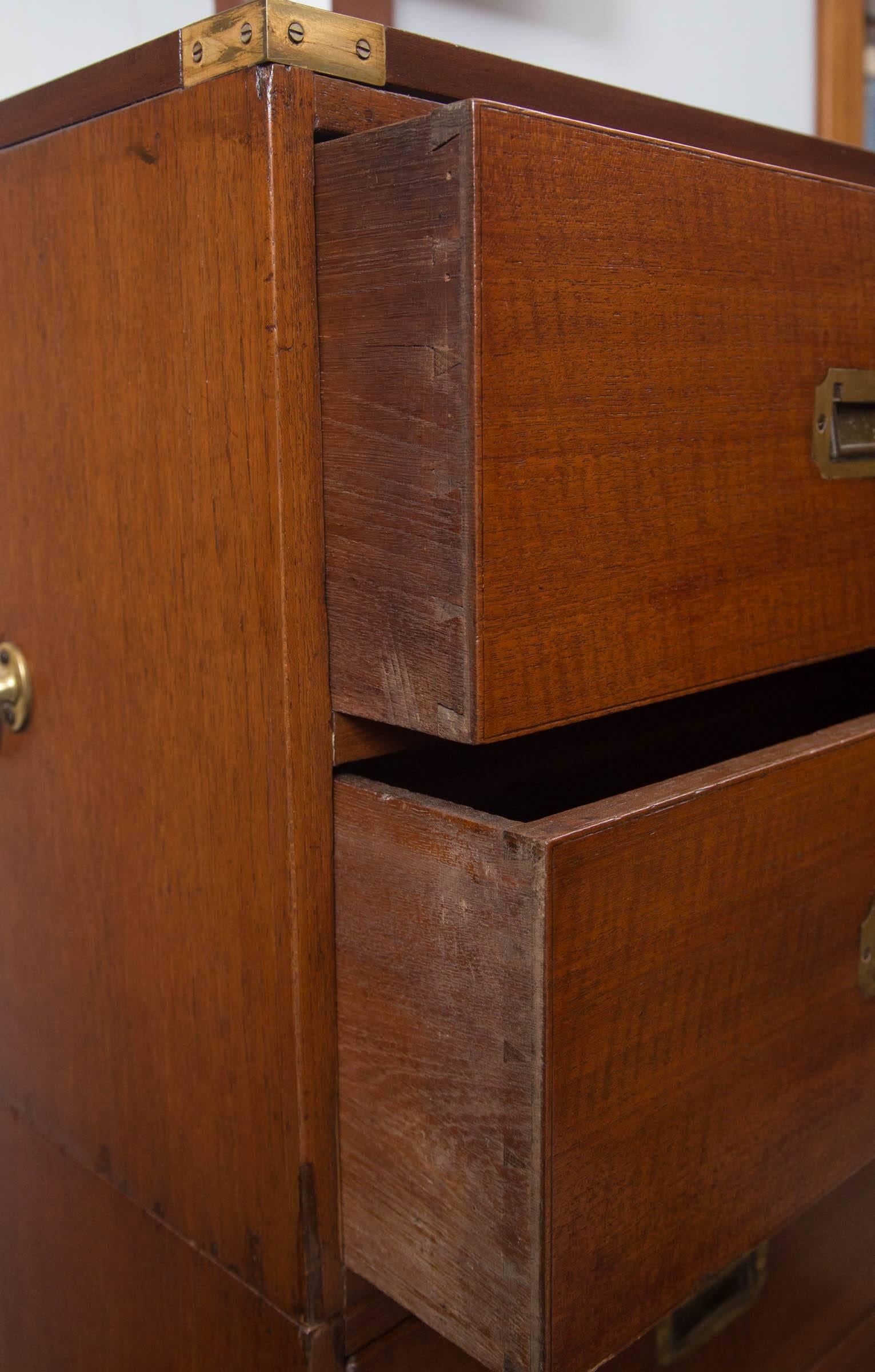 British English Teak Campaign Chest of Drawers