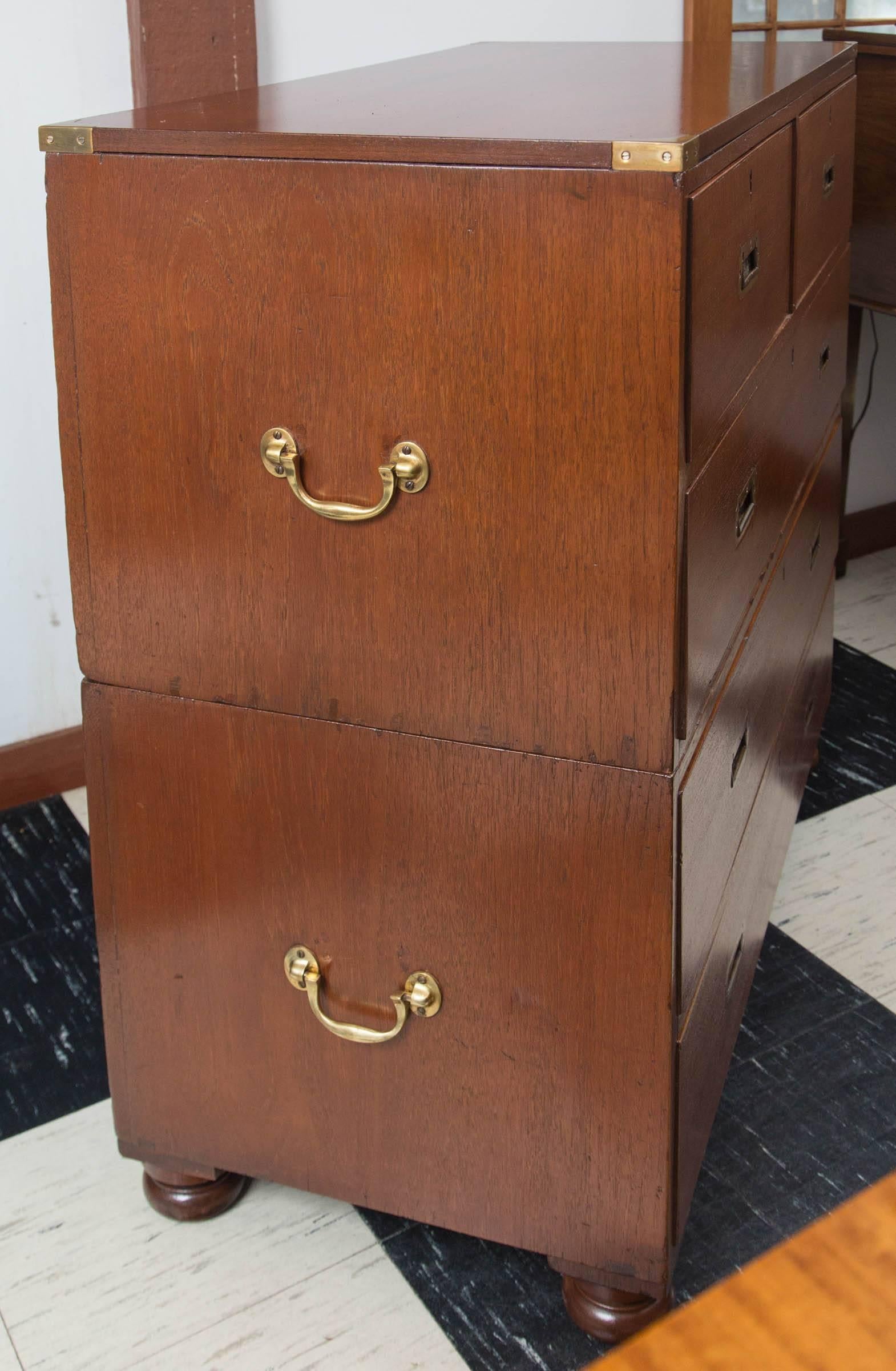 19th Century English Teak Campaign Chest of Drawers