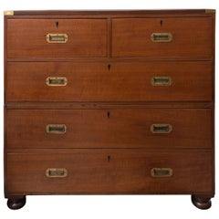 English Teak Campaign Chest of Drawers