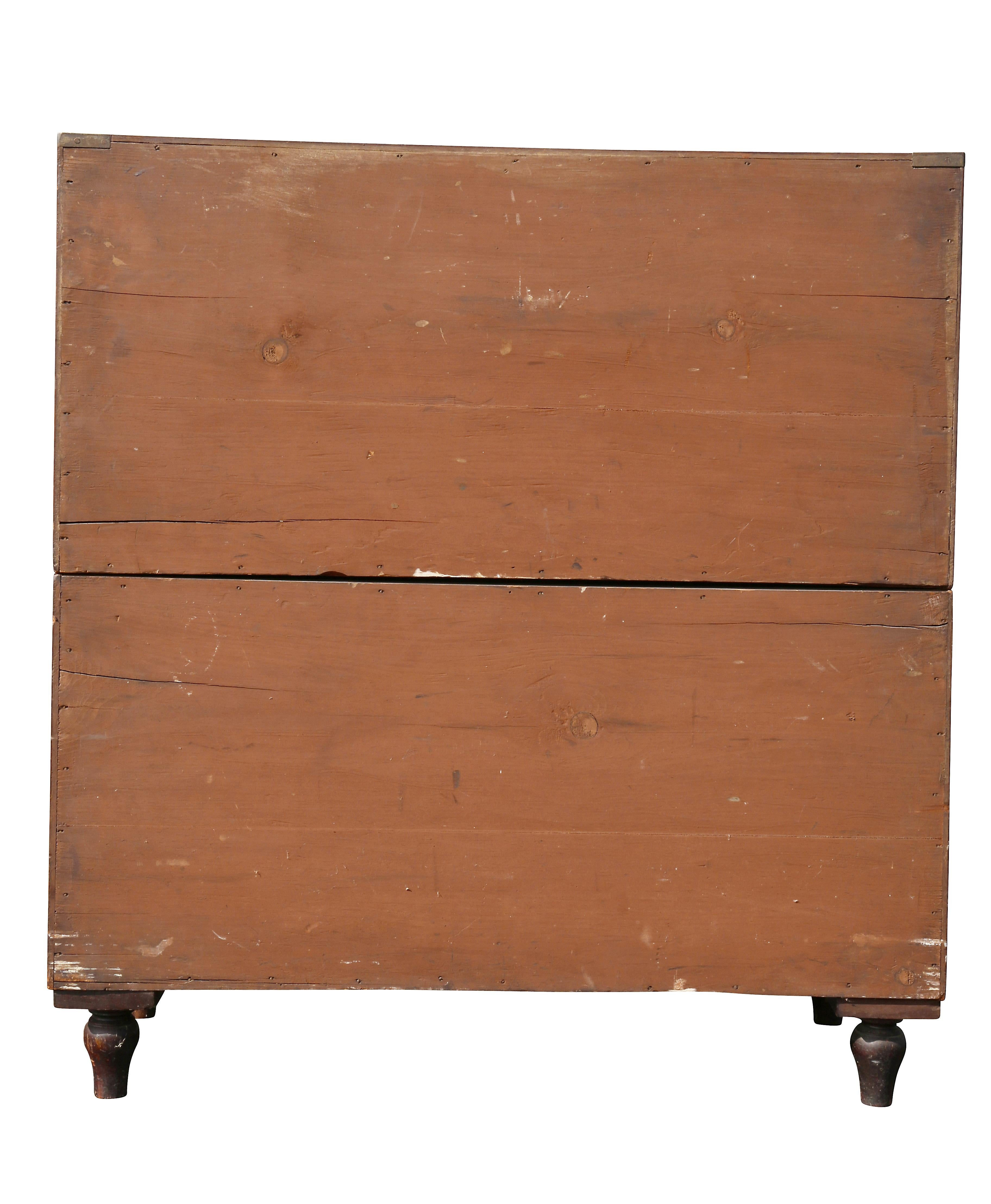 English Teakwood Military Campaign Chest 4
